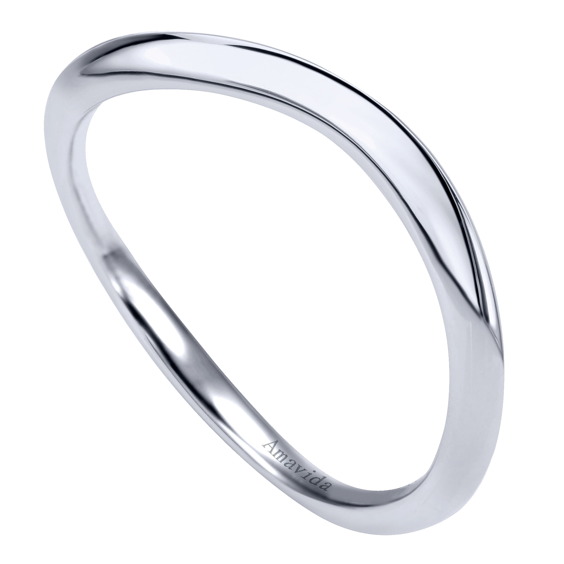 18k White Gold Curved Wedding Band angle 3 18k White Gold Curved Wedding Band angle 3
