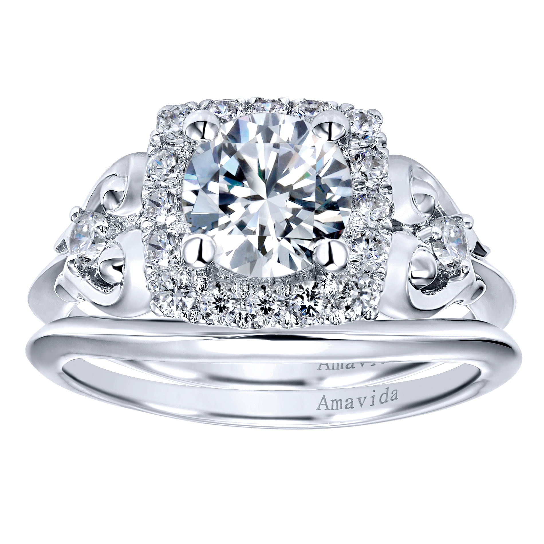 18k White Gold Curved Wedding Band angle 4 18k White Gold Curved Wedding Band angle 4