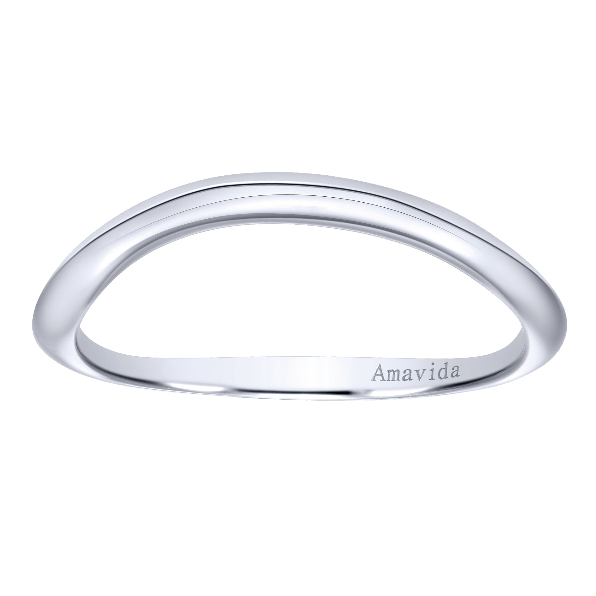 18k White Gold Curved Wedding Band angle 5 18k White Gold Curved Wedding Band angle 5