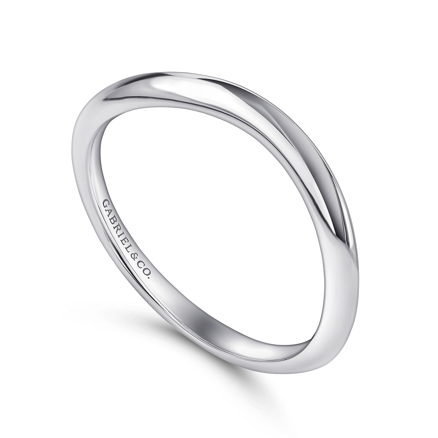 18k White Gold Curved Wedding Band angle 3 18k White Gold Curved Wedding Band angle 3