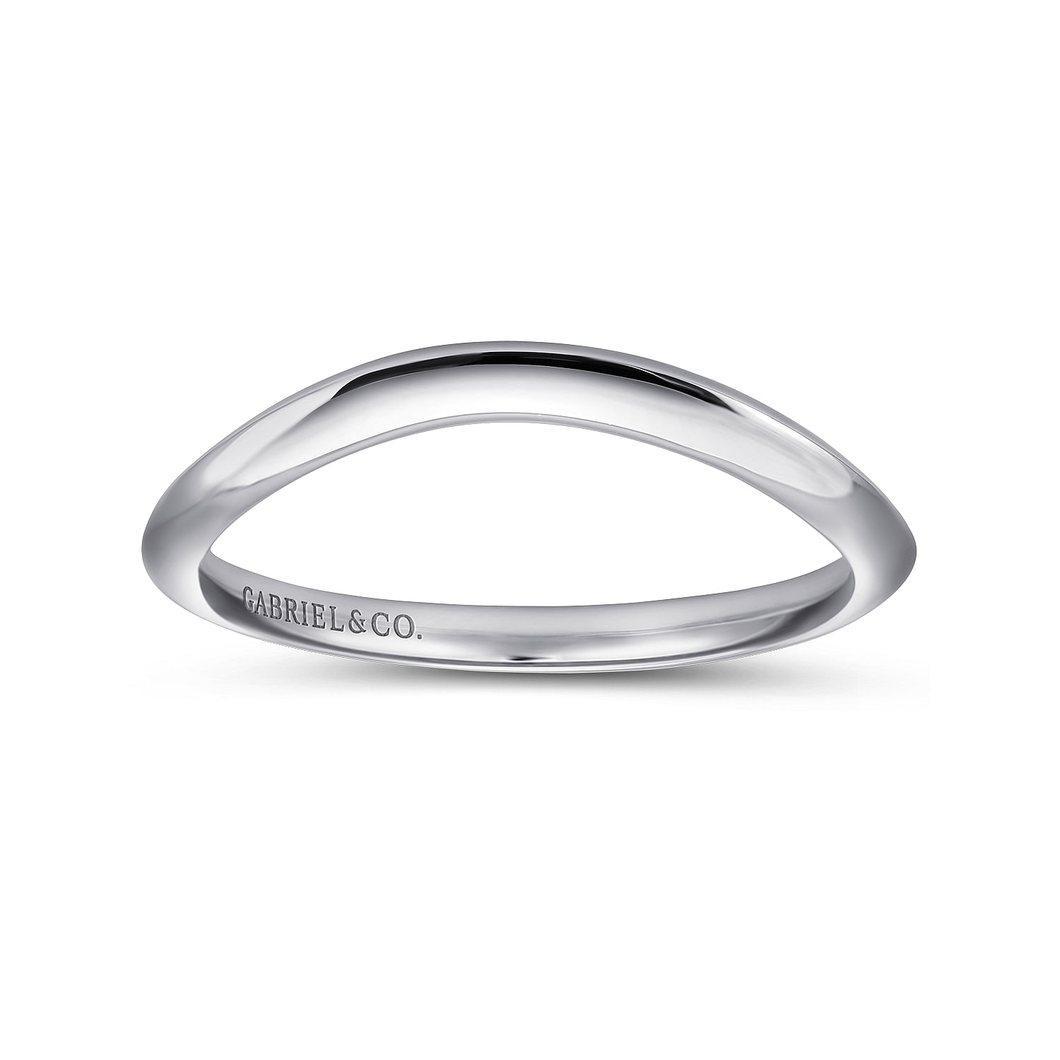 18k White Gold Curved Wedding Band angle 5 18k White Gold Curved Wedding Band angle 5
