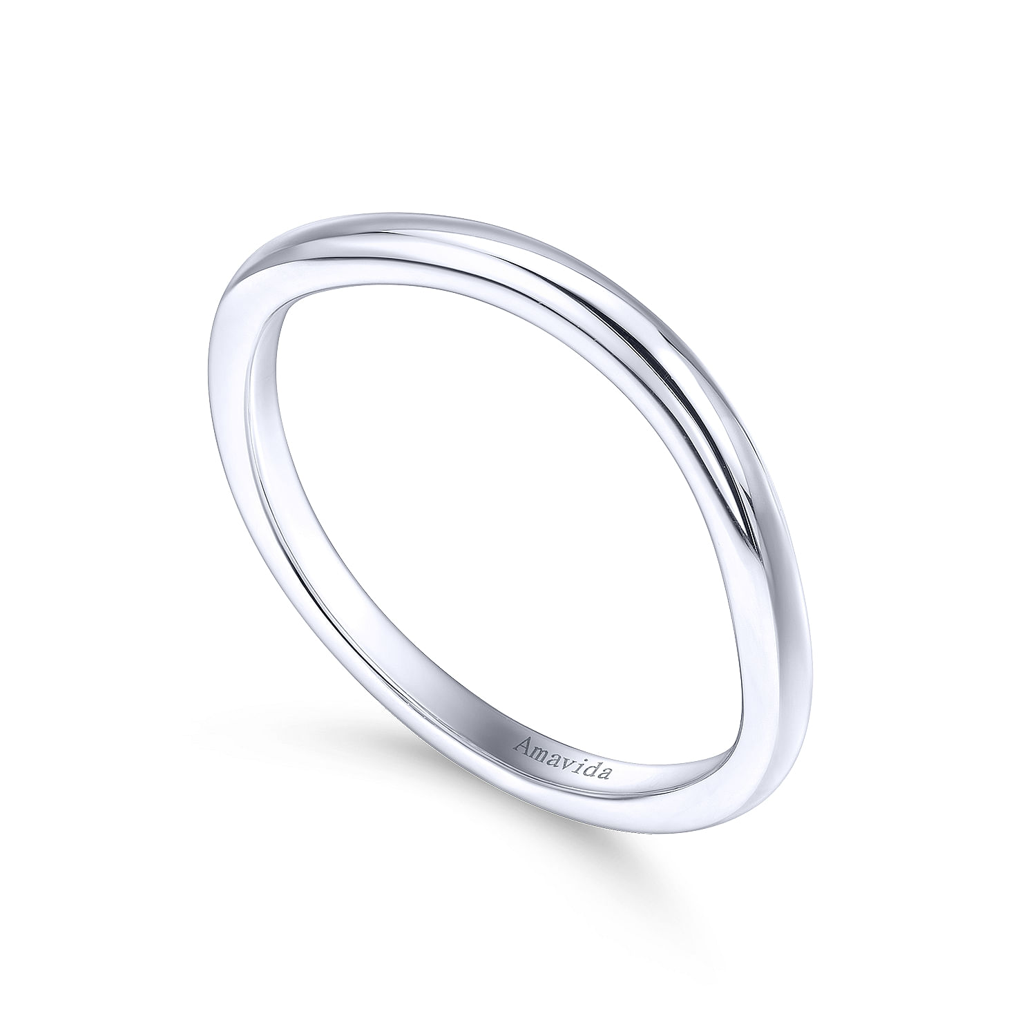 18k White Gold Curved Wedding Band angle 3 18k White Gold Curved Wedding Band angle 3