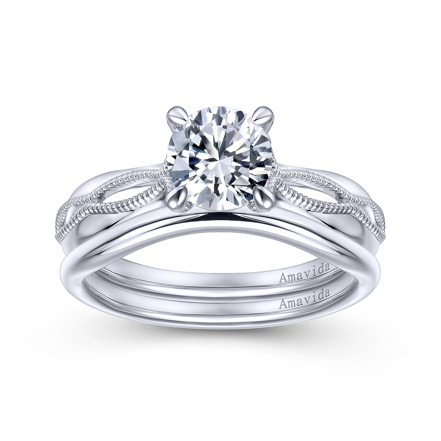 18k White Gold Curved Wedding Band angle 4 18k White Gold Curved Wedding Band angle 4