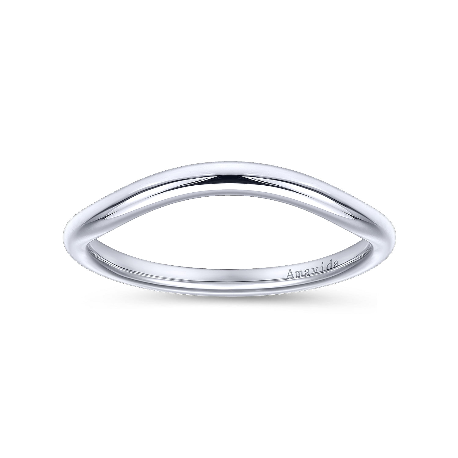 18k White Gold Curved Wedding Band angle 5 18k White Gold Curved Wedding Band angle 5