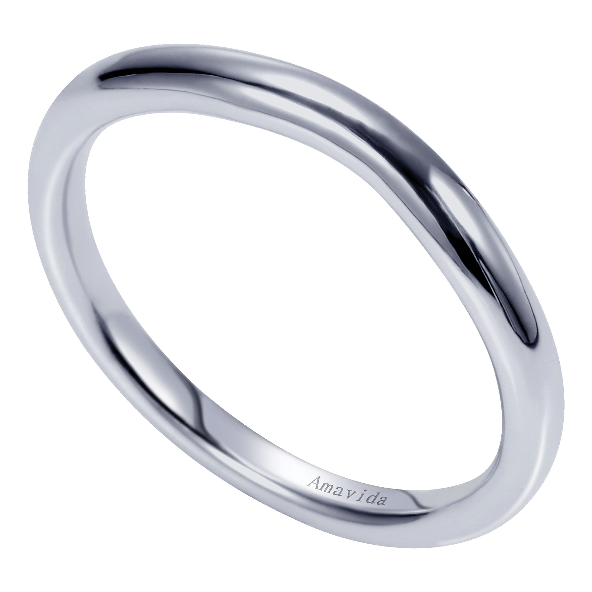 18k White Gold Curved Wedding Band angle 3 18k White Gold Curved Wedding Band angle 3