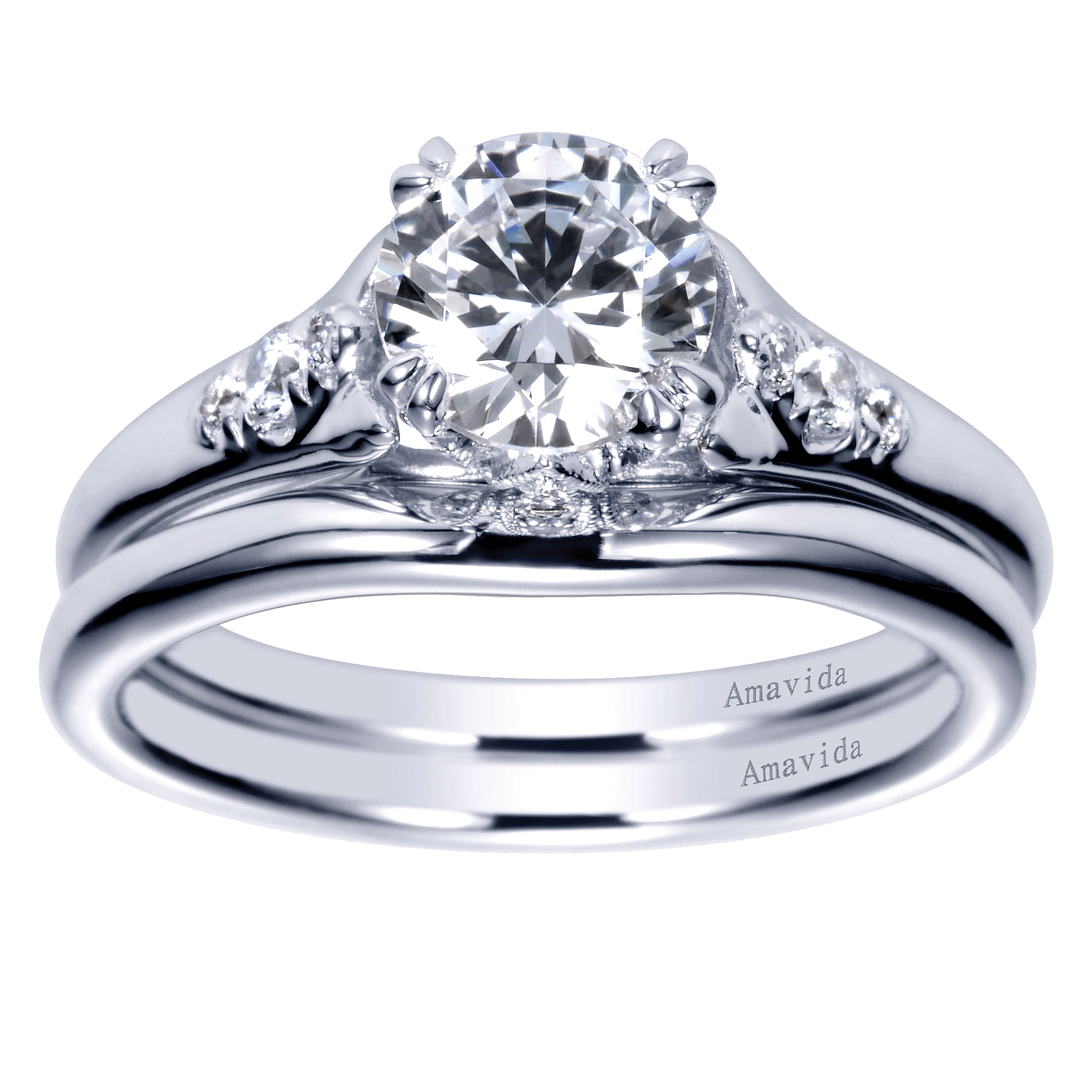 18k White Gold Curved Wedding Band angle 4 18k White Gold Curved Wedding Band angle 4