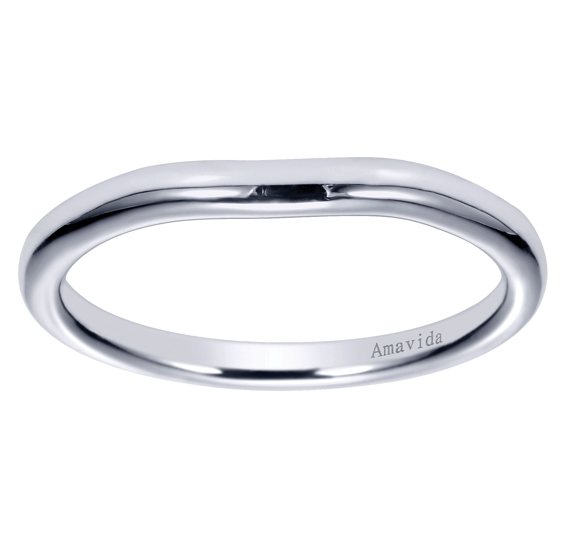 18k White Gold Curved Wedding Band angle 5 18k White Gold Curved Wedding Band angle 5