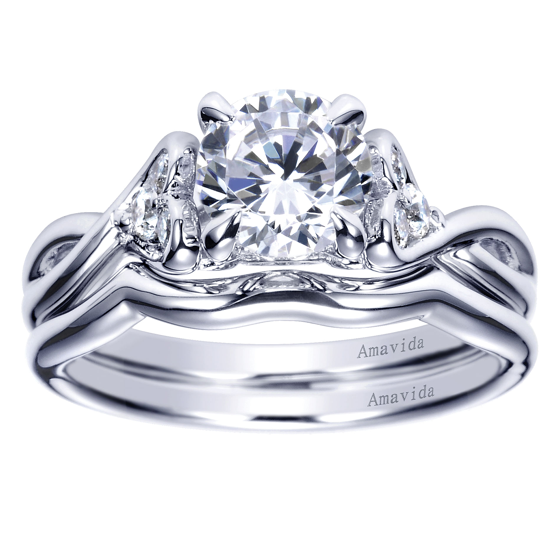 18k White Gold Curved Wedding Band angle 4 18k White Gold Curved Wedding Band angle 4