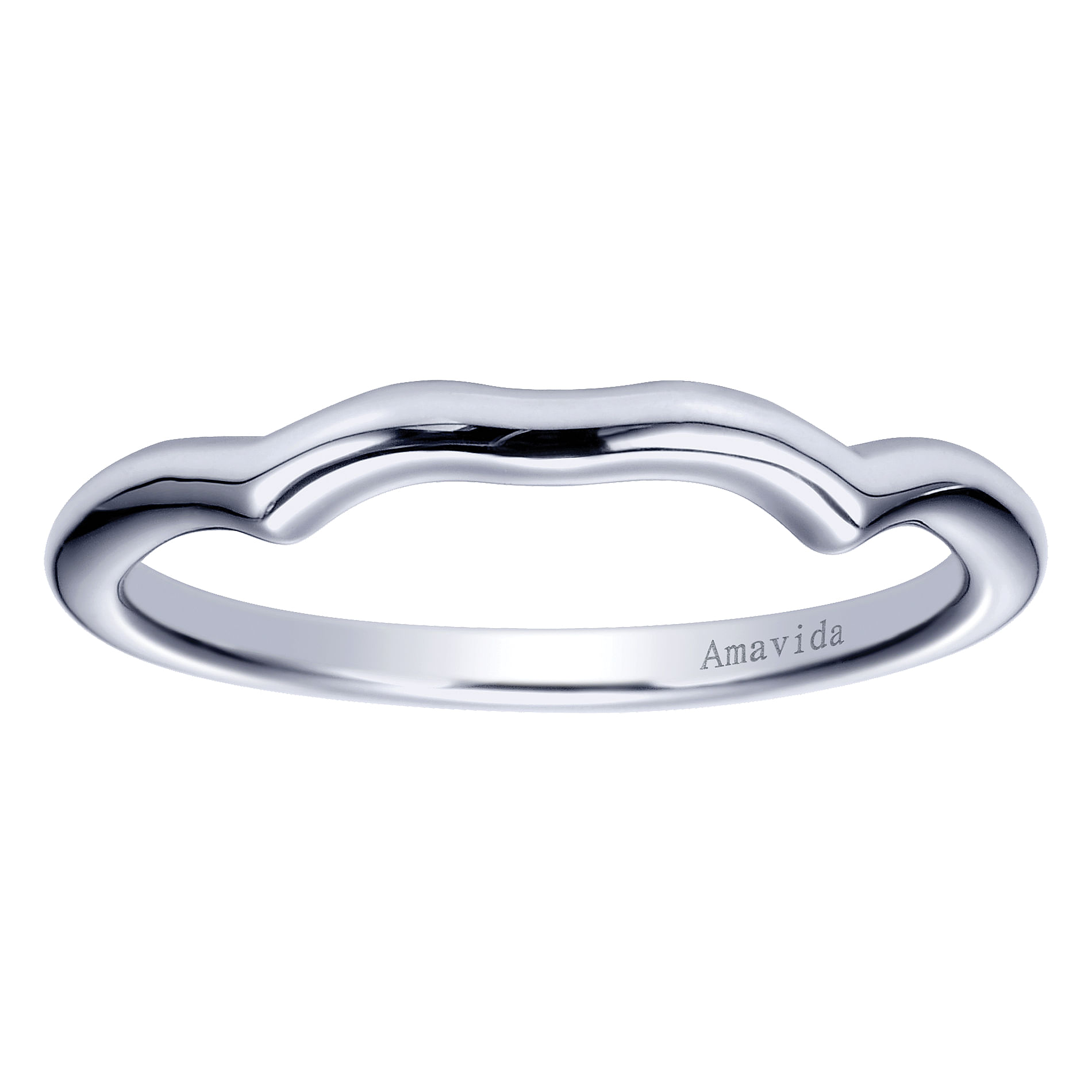 18k White Gold Curved Wedding Band angle 5 18k White Gold Curved Wedding Band angle 5