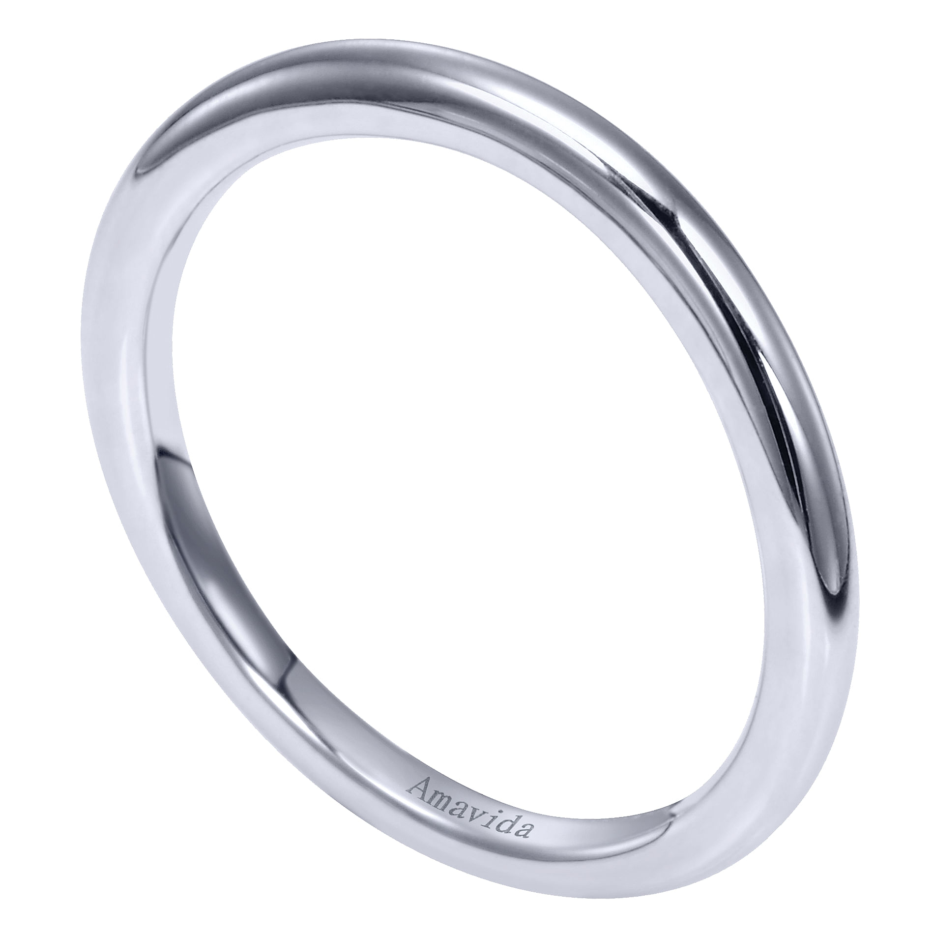 18k White Gold Curved Wedding Band angle 3 18k White Gold Curved Wedding Band angle 3