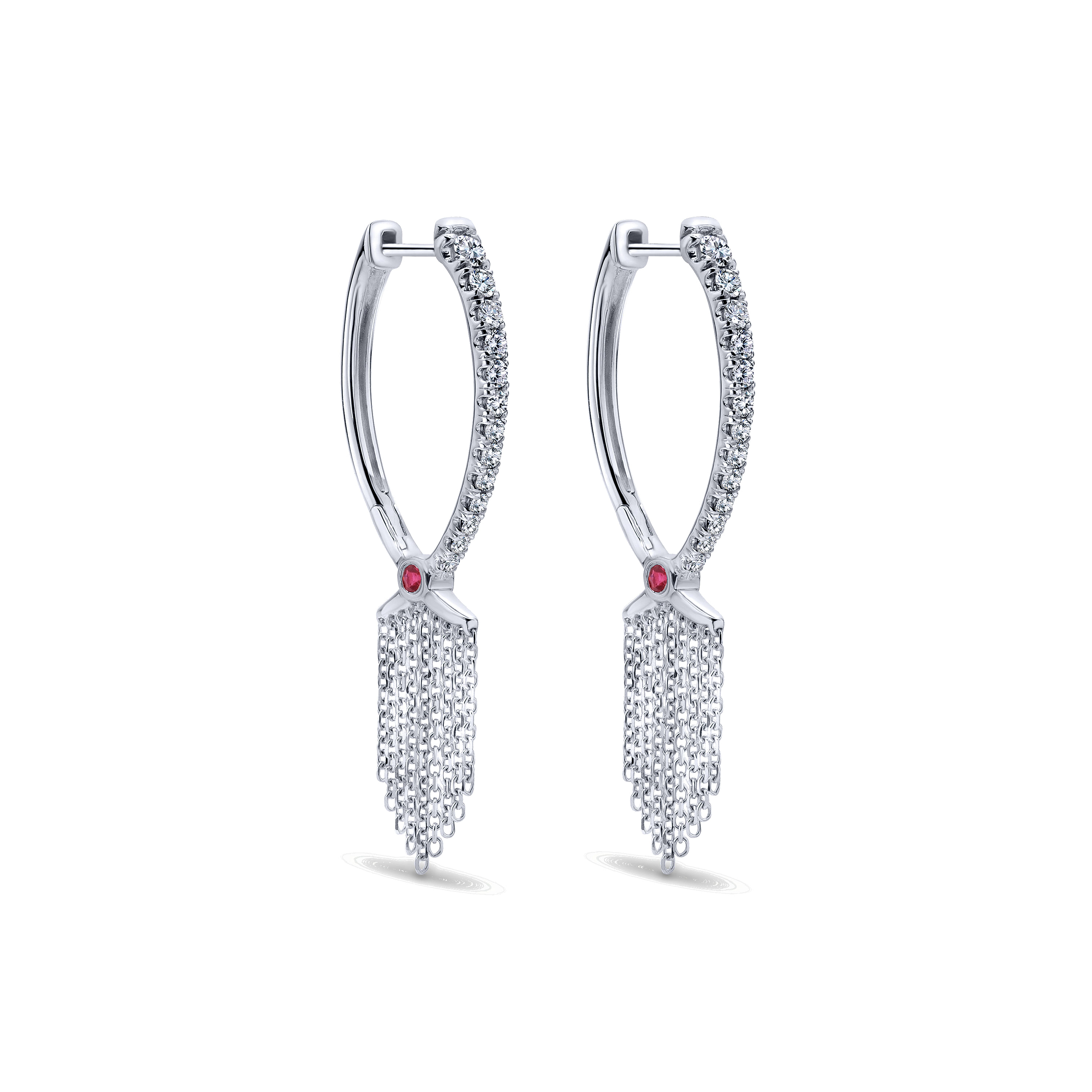 18k White Gold Diamond And Ruby Drop 18k White Gold Diamond And Ruby Drop
