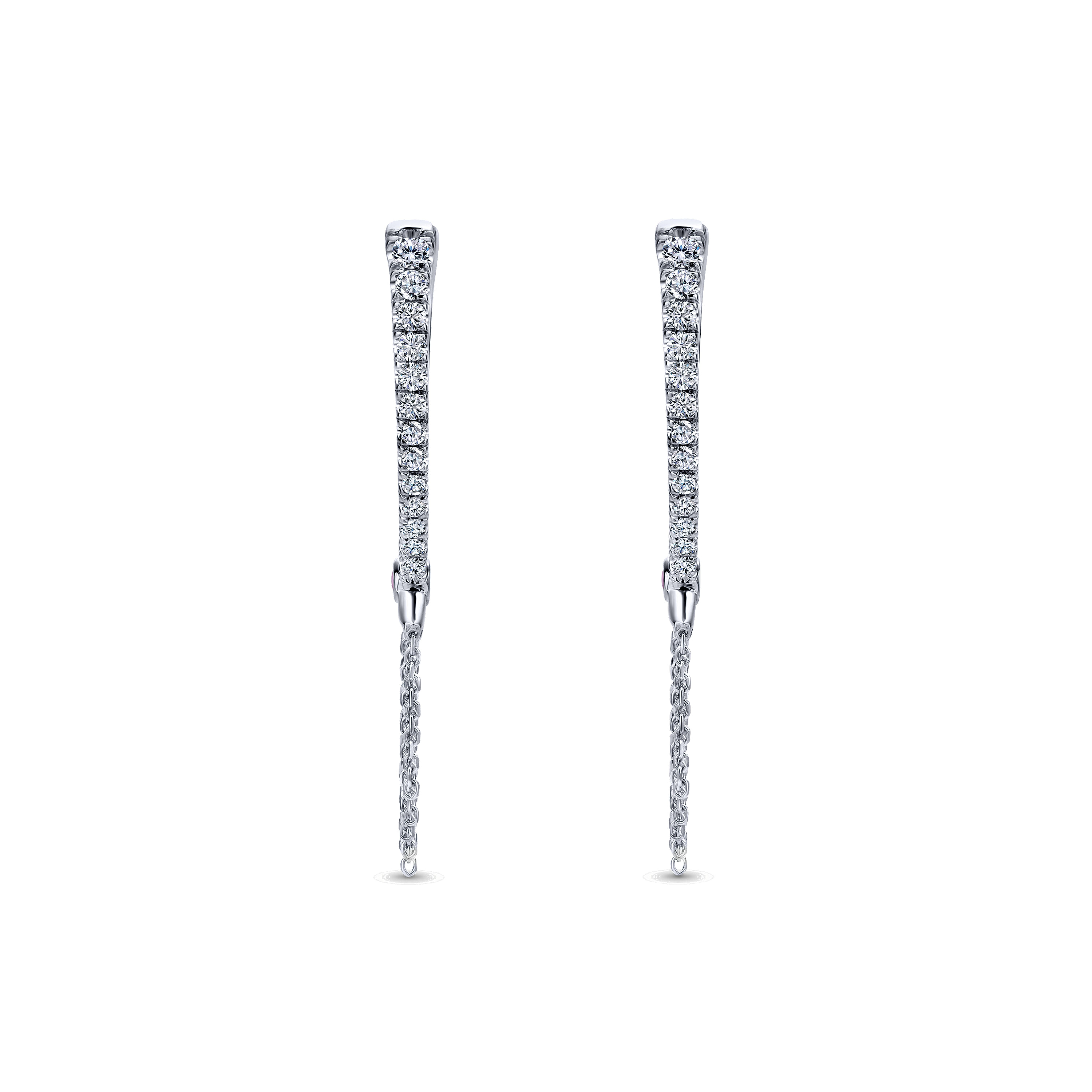 18k White Gold Diamond And Ruby Drop Earrings angle 3 18k White Gold Diamond And Ruby Drop Earrings angle 3