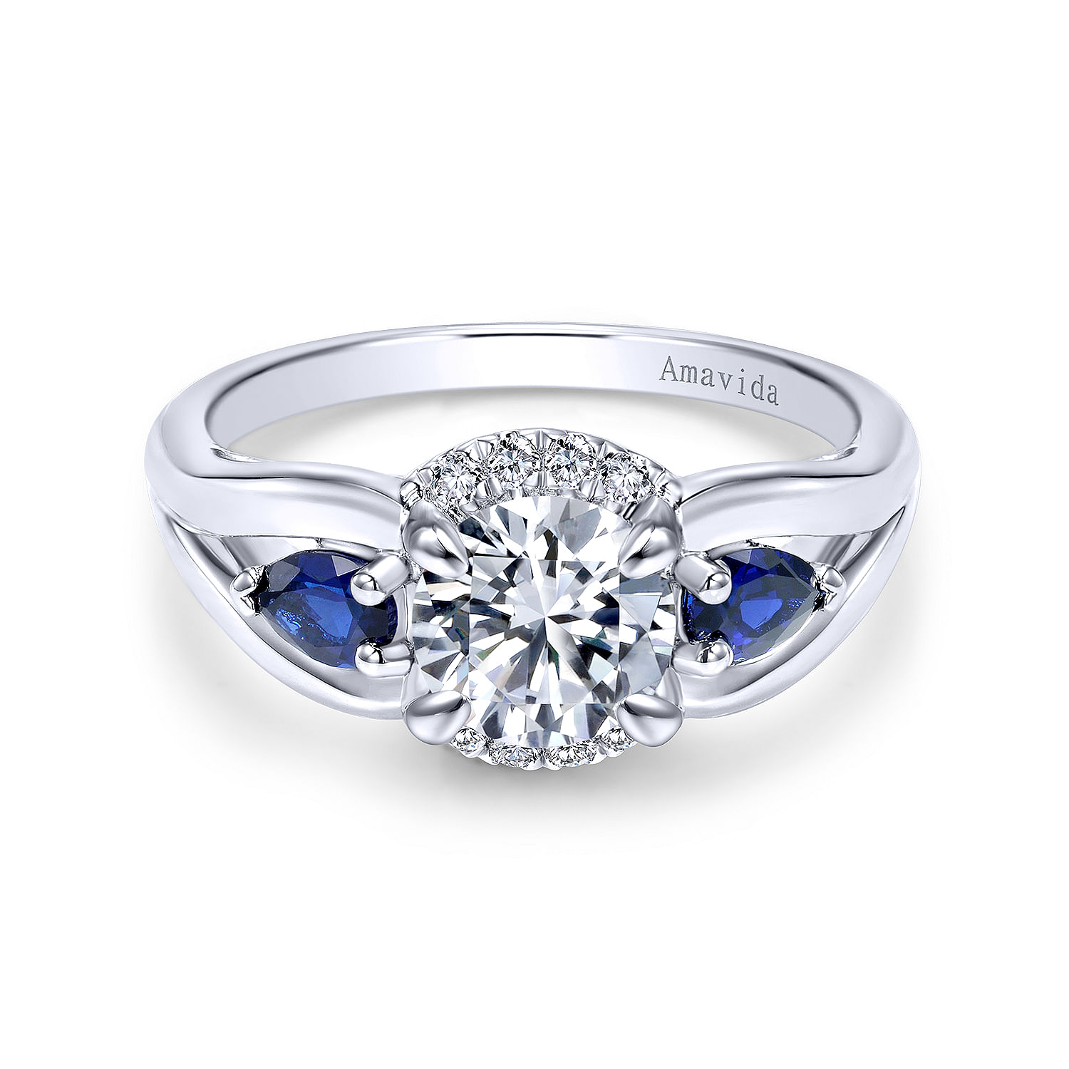 18k White Gold Diamond And Sapphire 3 Stones 18k White Gold Diamond And Sapphire 3 Stones