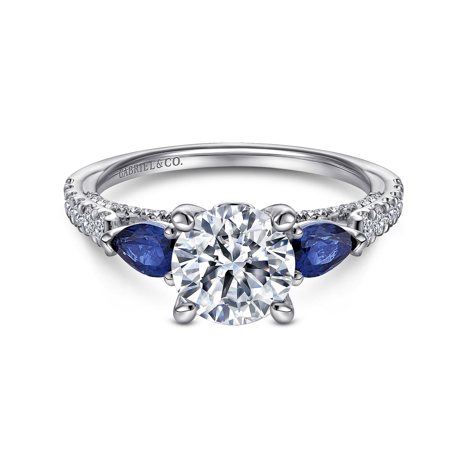 18k White Gold Diamond And Sapphire 3 Stones 18k White Gold Diamond And Sapphire 3 Stones