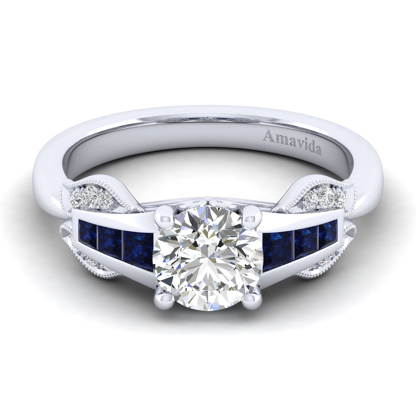 18k White Gold Diamond And Sapphire Free Form 18k White Gold Diamond And Sapphire Free Form