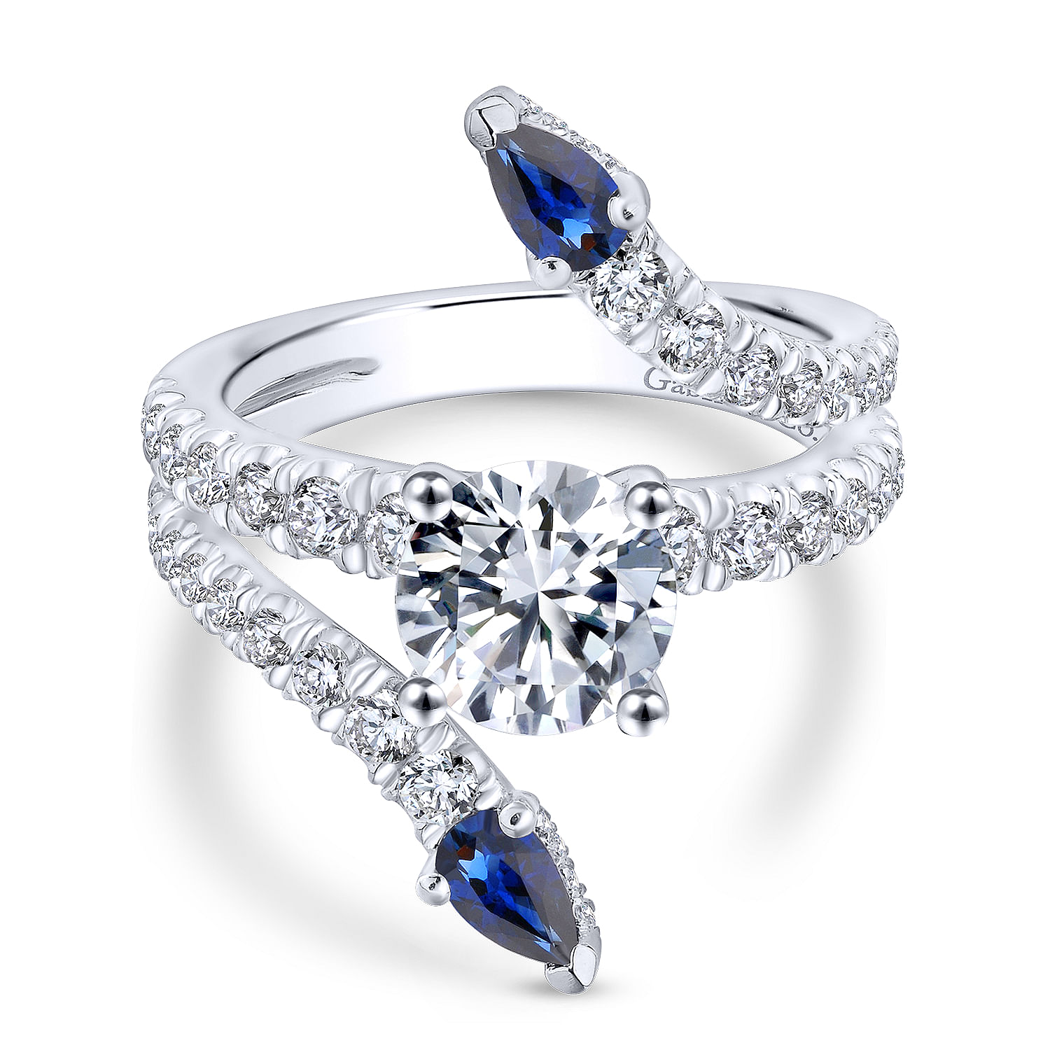 18k White Gold Diamond And Sapphire Split Shank 18k White Gold Diamond And Sapphire Split Shank