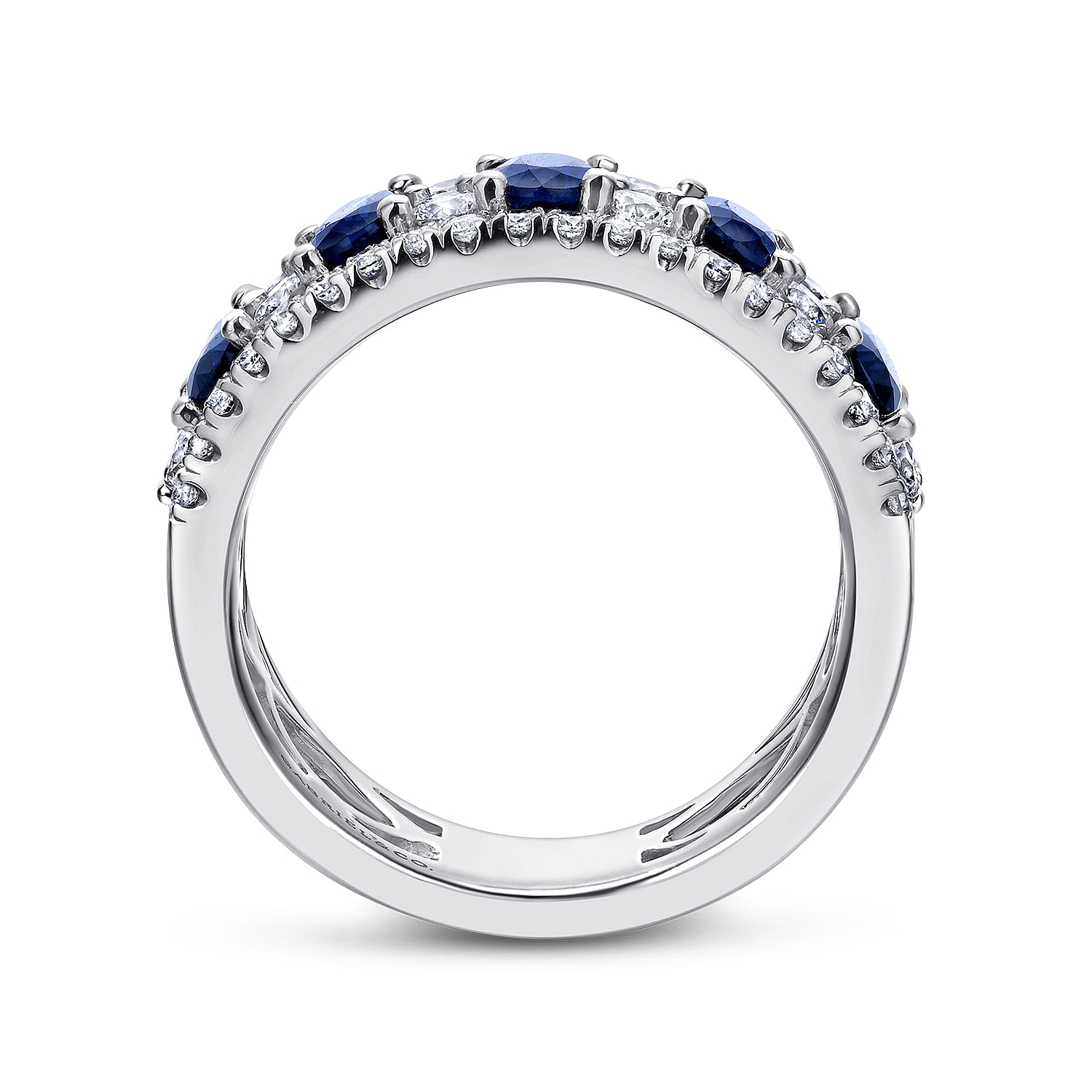 18k White Gold Diamond And Sapphire Wide Band Ladies 18k White Gold Diamond And Sapphire Wide Band Ladies