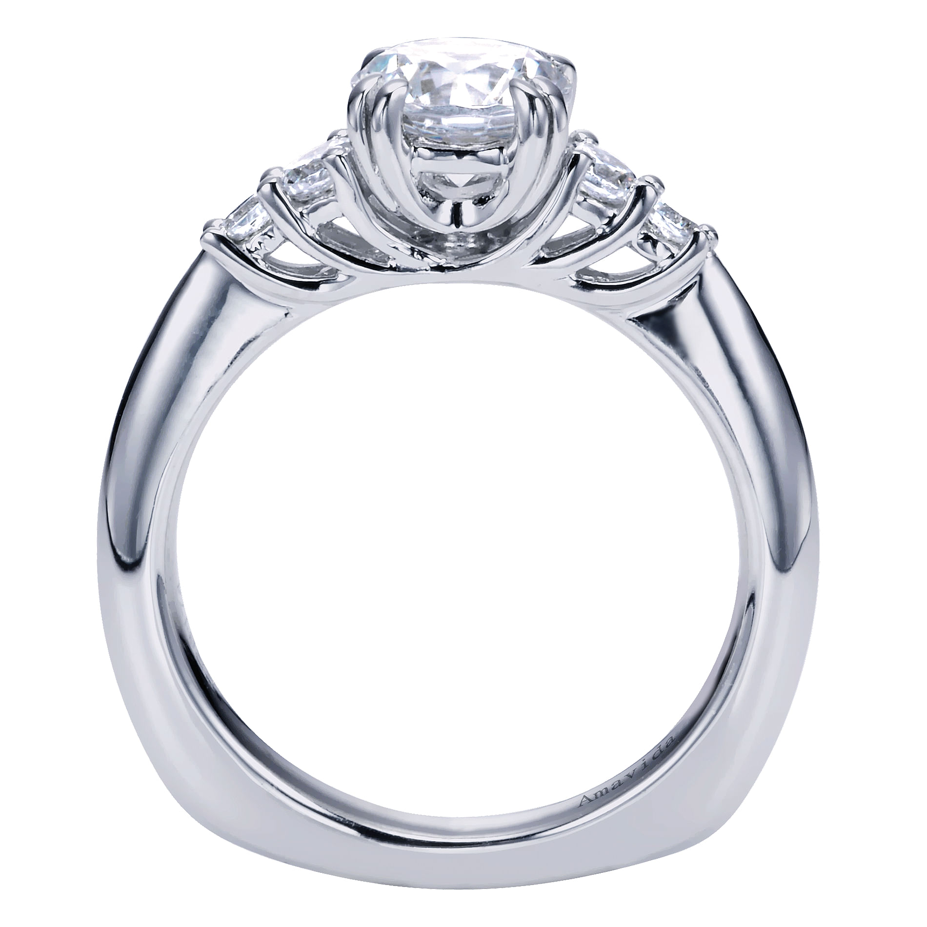 18k White Gold Diamond 3 Stones Engagement Ring angle 2 18k White Gold Diamond 3 Stones Engagement Ring angle 2