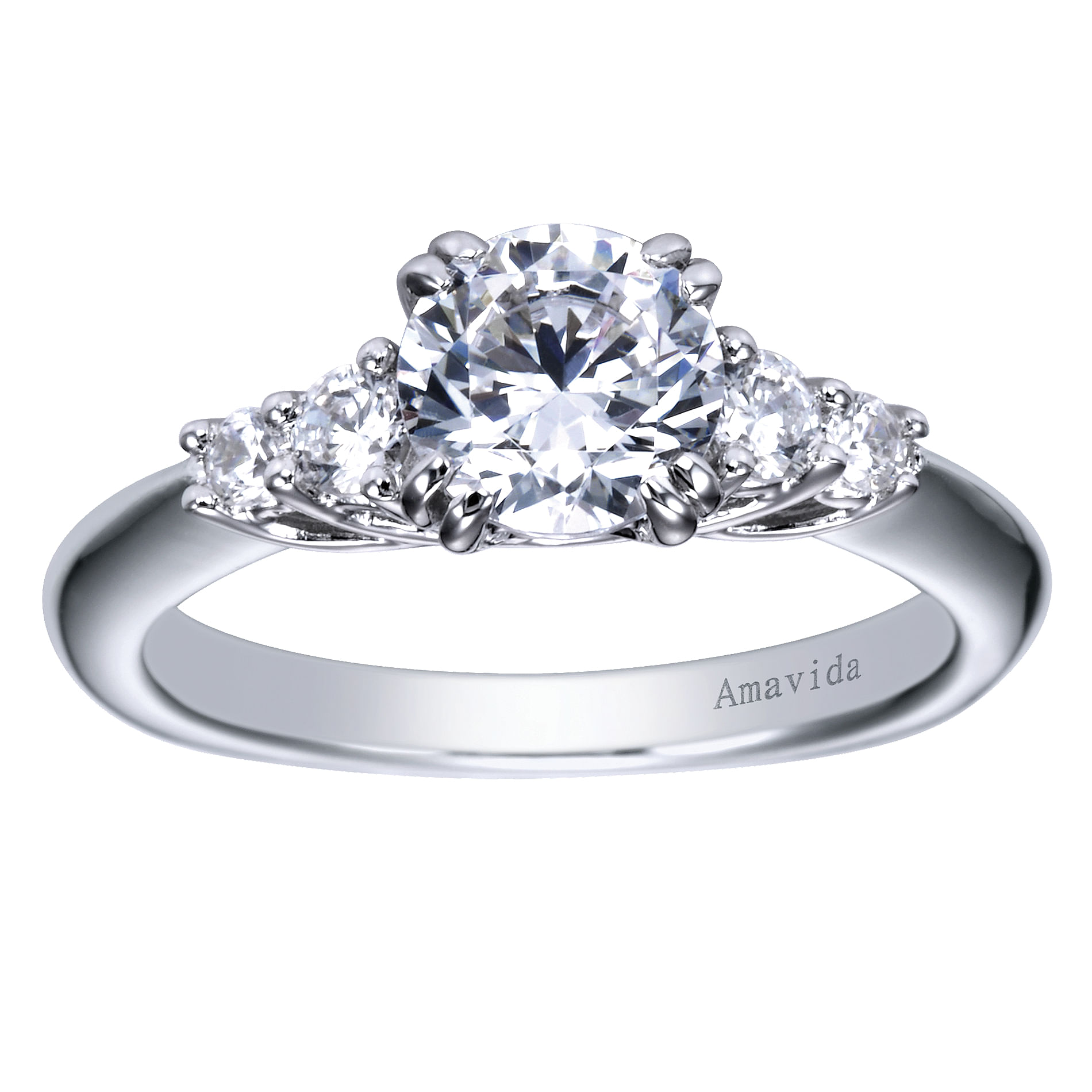 18k White Gold Diamond 3 Stones Engagement Ring angle 5 18k White Gold Diamond 3 Stones Engagement Ring angle 5