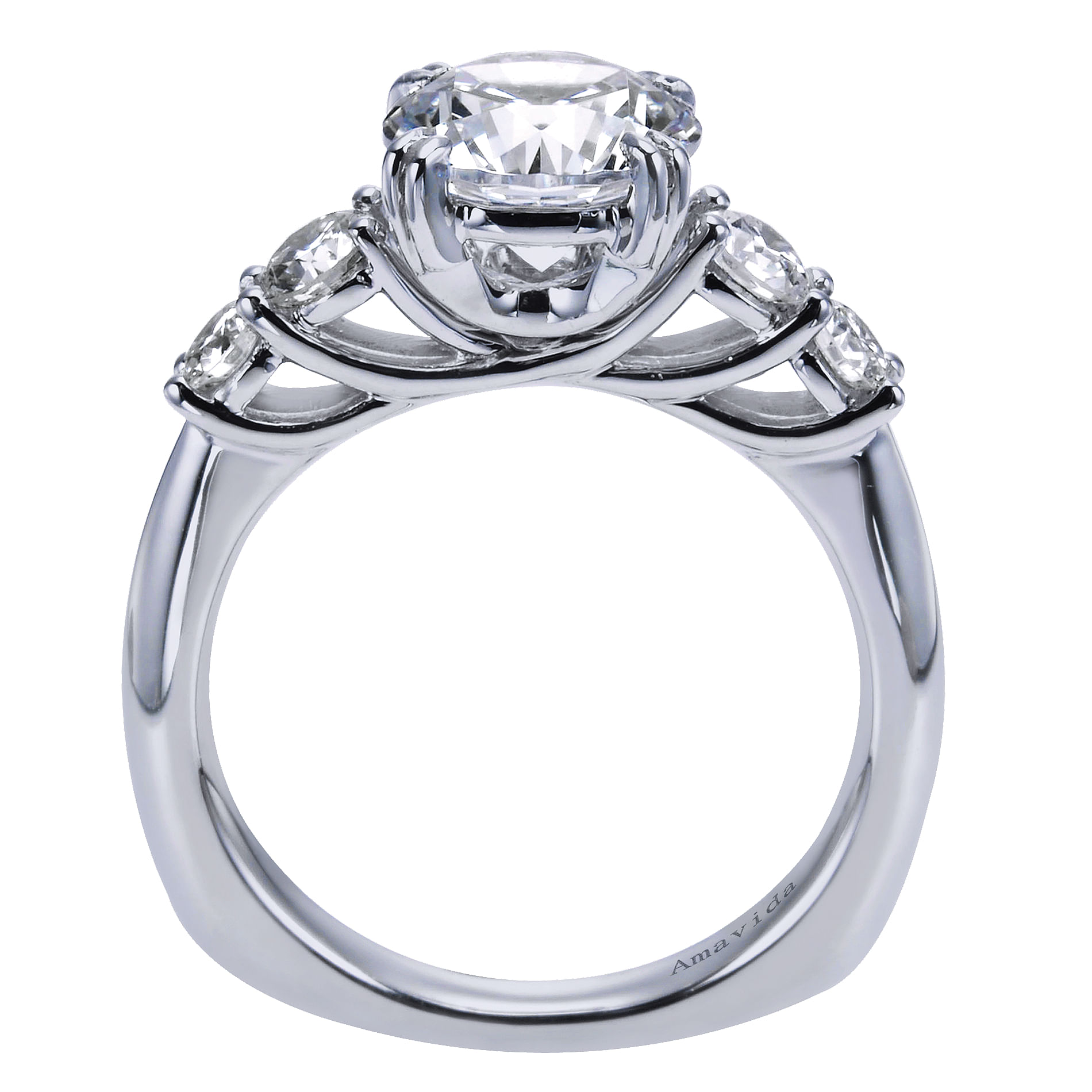 18k White Gold Diamond 3 Stones Engagement Ring angle 2 18k White Gold Diamond 3 Stones Engagement Ring angle 2