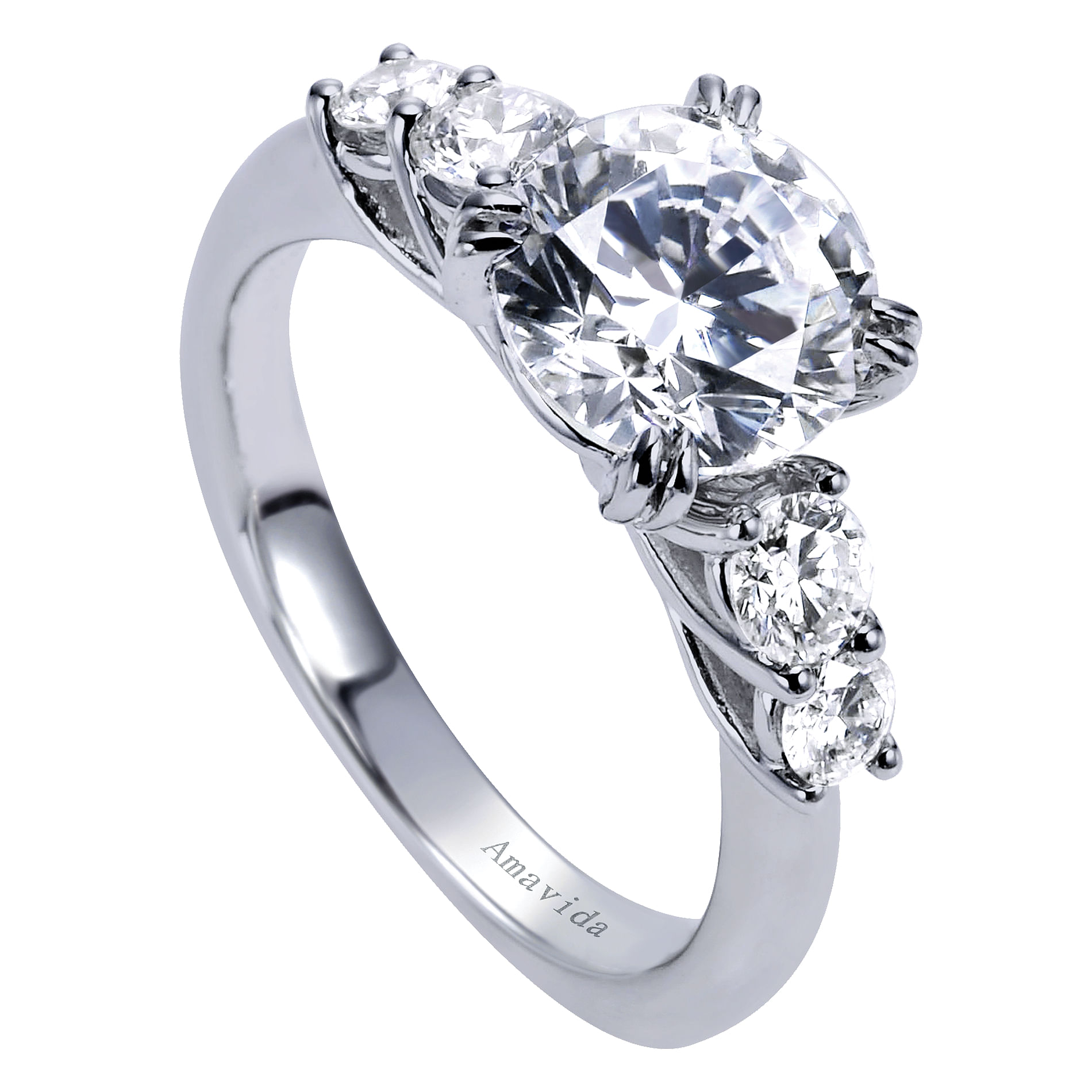 18k White Gold Diamond 3 Stones Engagement Ring angle 3 18k White Gold Diamond 3 Stones Engagement Ring angle 3