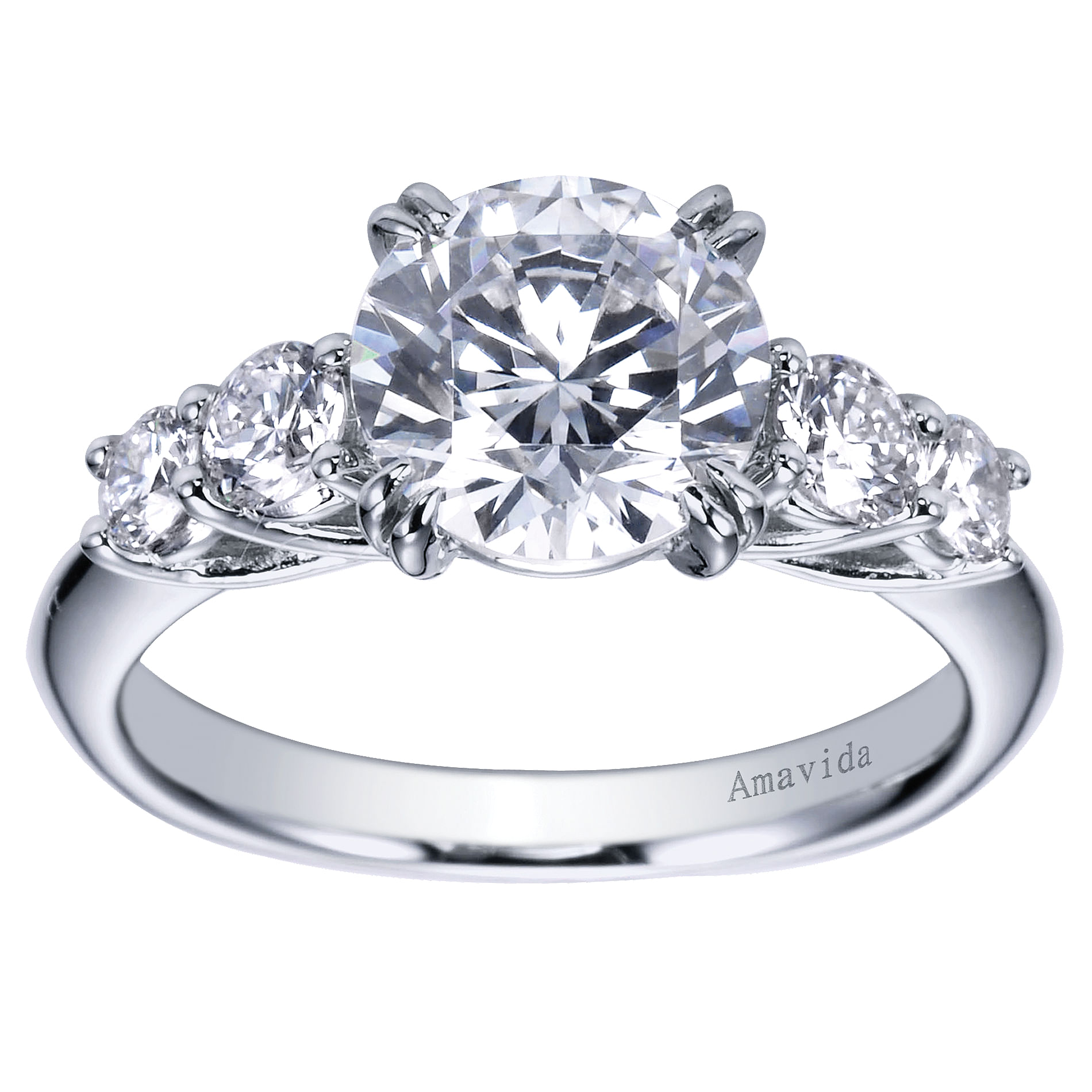 18k White Gold Diamond 3 Stones Engagement Ring angle 5 18k White Gold Diamond 3 Stones Engagement Ring angle 5