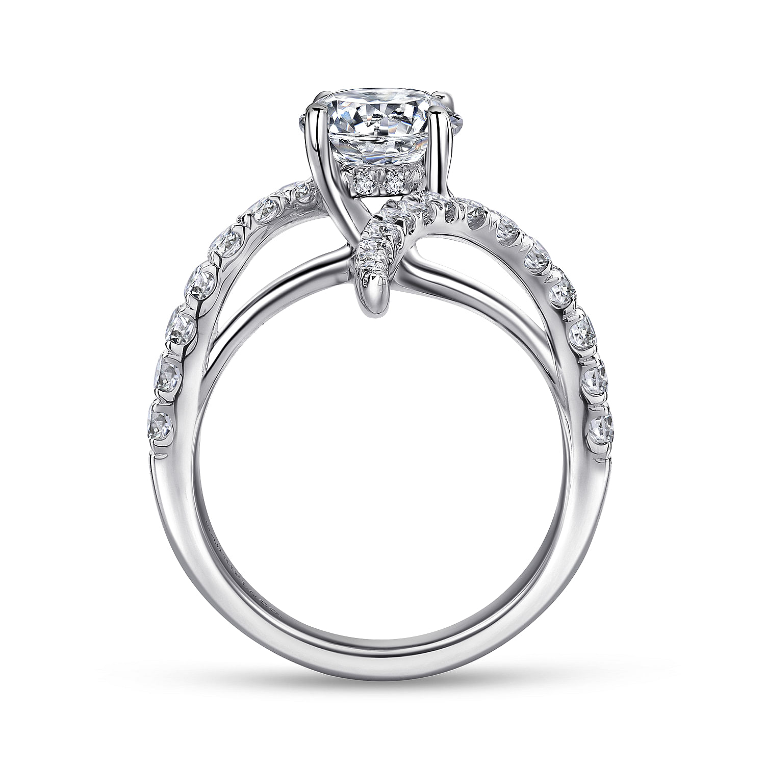 18k White Gold Diamond Bypass Engagement Ring angle 2 18k White Gold Diamond Bypass Engagement Ring angle 2