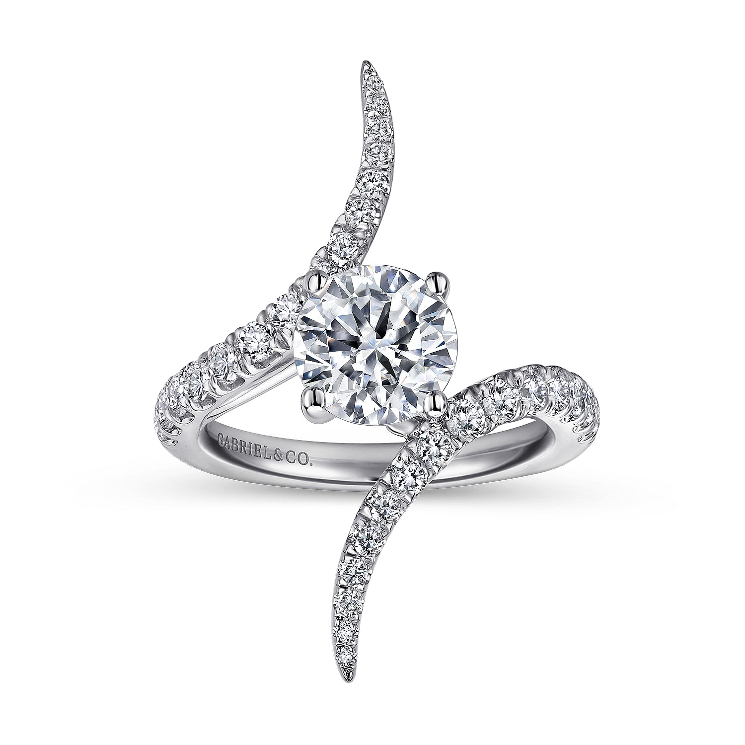 18k White Gold Diamond Bypass Engagement Ring angle 5 18k White Gold Diamond Bypass Engagement Ring angle 5