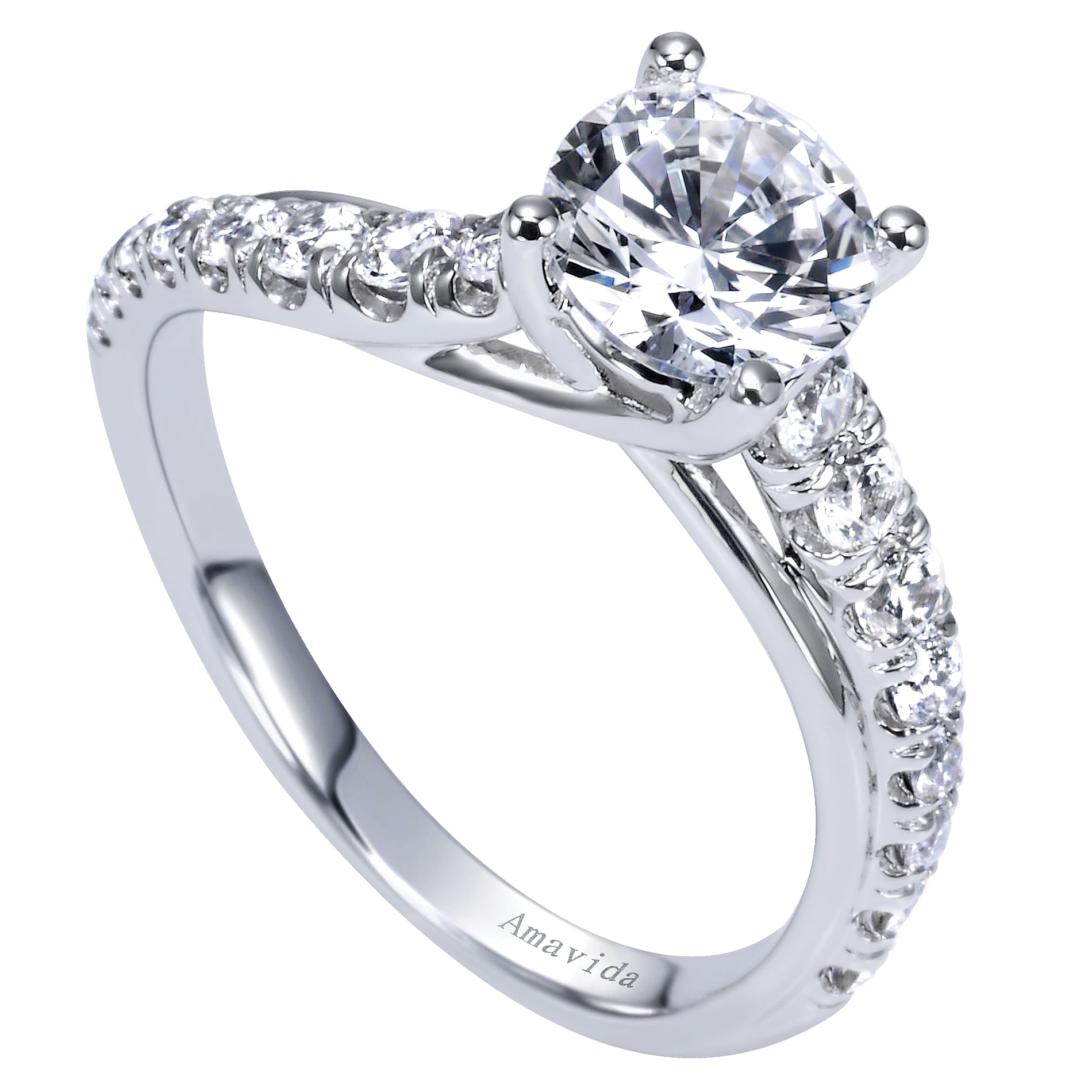 18k White Gold Diamond Bypass Engagement Ring angle 3 18k White Gold Diamond Bypass Engagement Ring angle 3