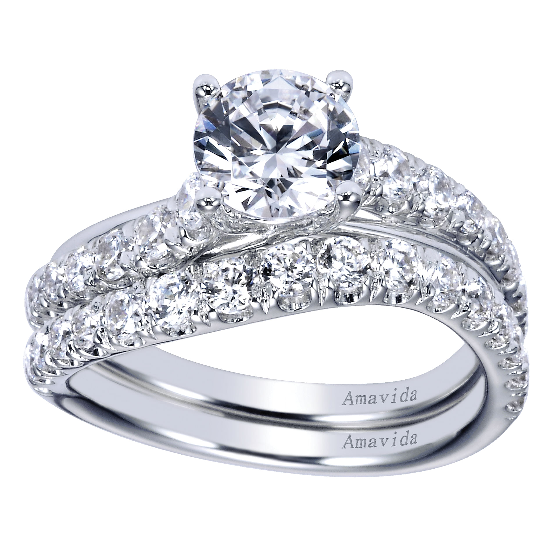 18k White Gold Diamond Bypass Engagement Ring angle 4 18k White Gold Diamond Bypass Engagement Ring angle 4