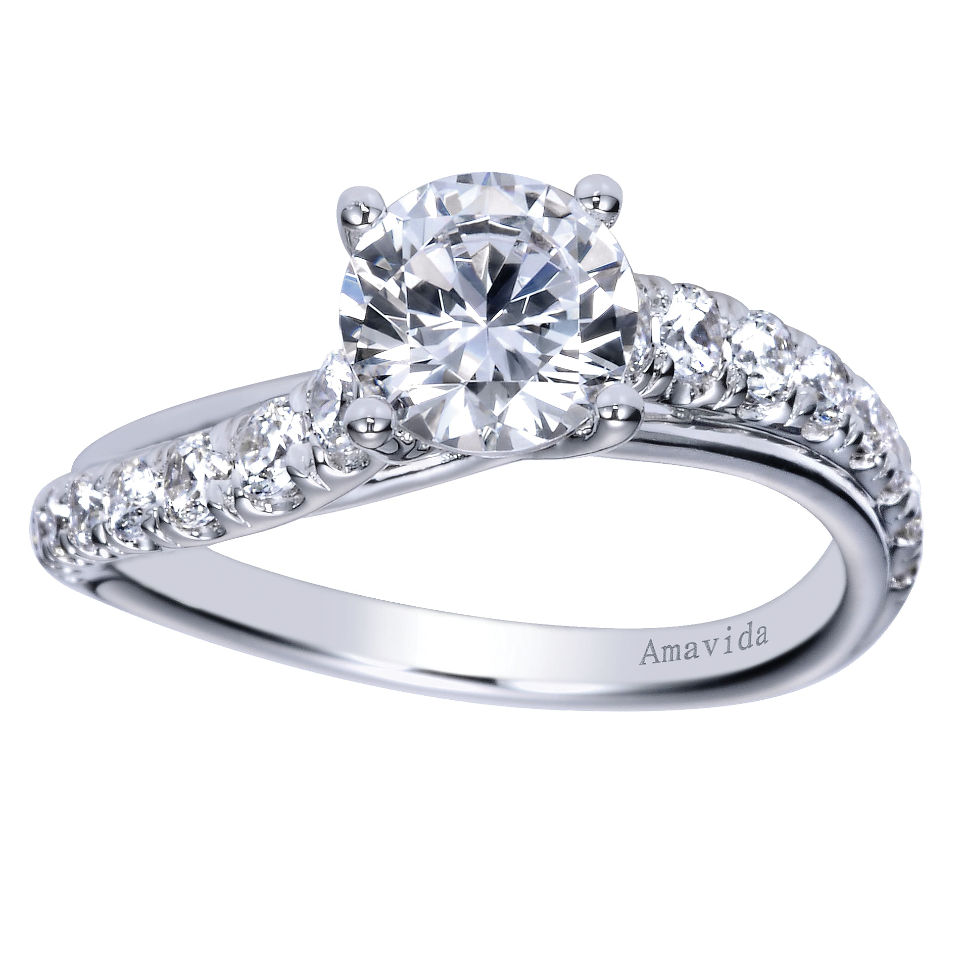 18k White Gold Diamond Bypass Engagement Ring angle 5 18k White Gold Diamond Bypass Engagement Ring angle 5
