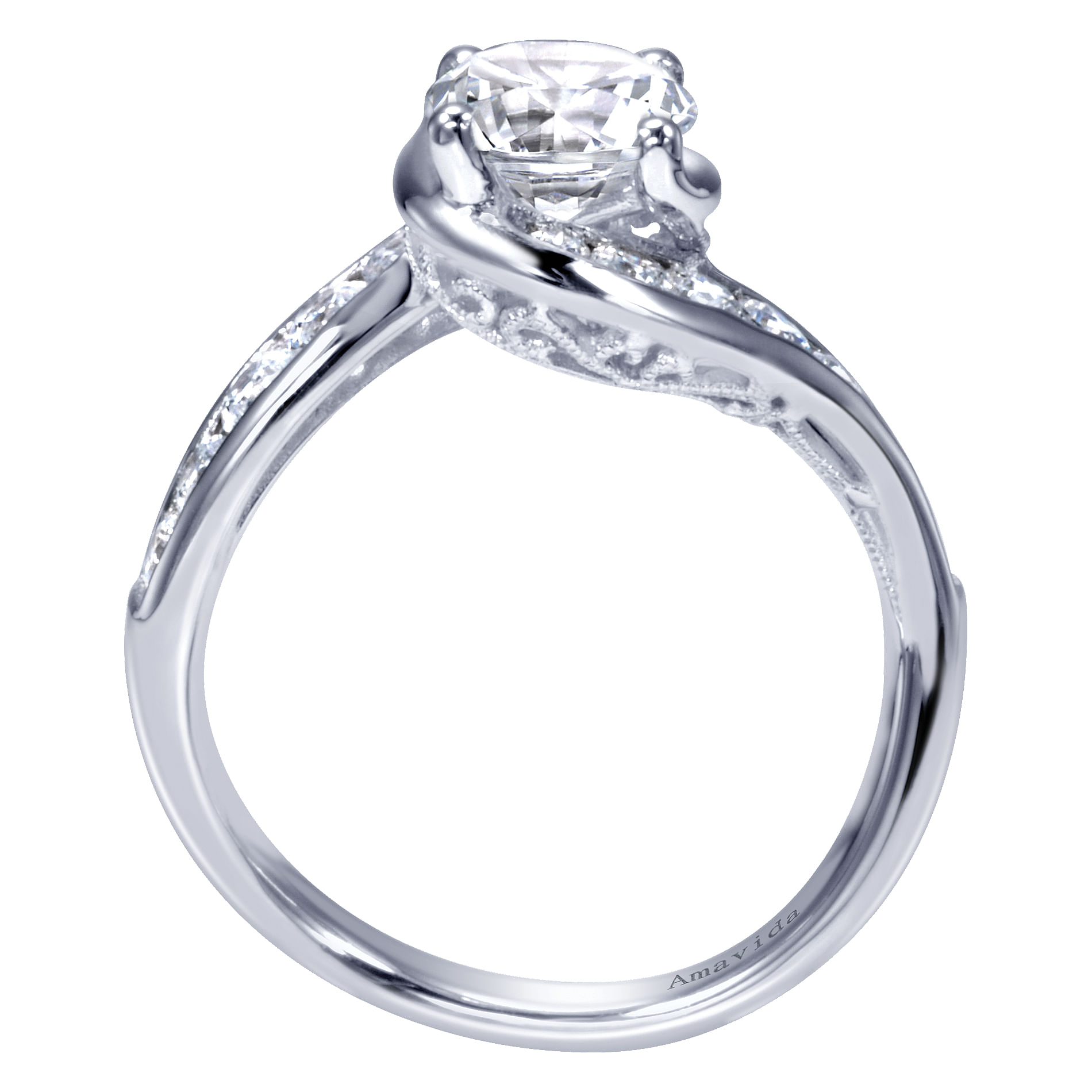 18k White Gold Diamond Bypass Engagement Ring angle 2 18k White Gold Diamond Bypass Engagement Ring angle 2