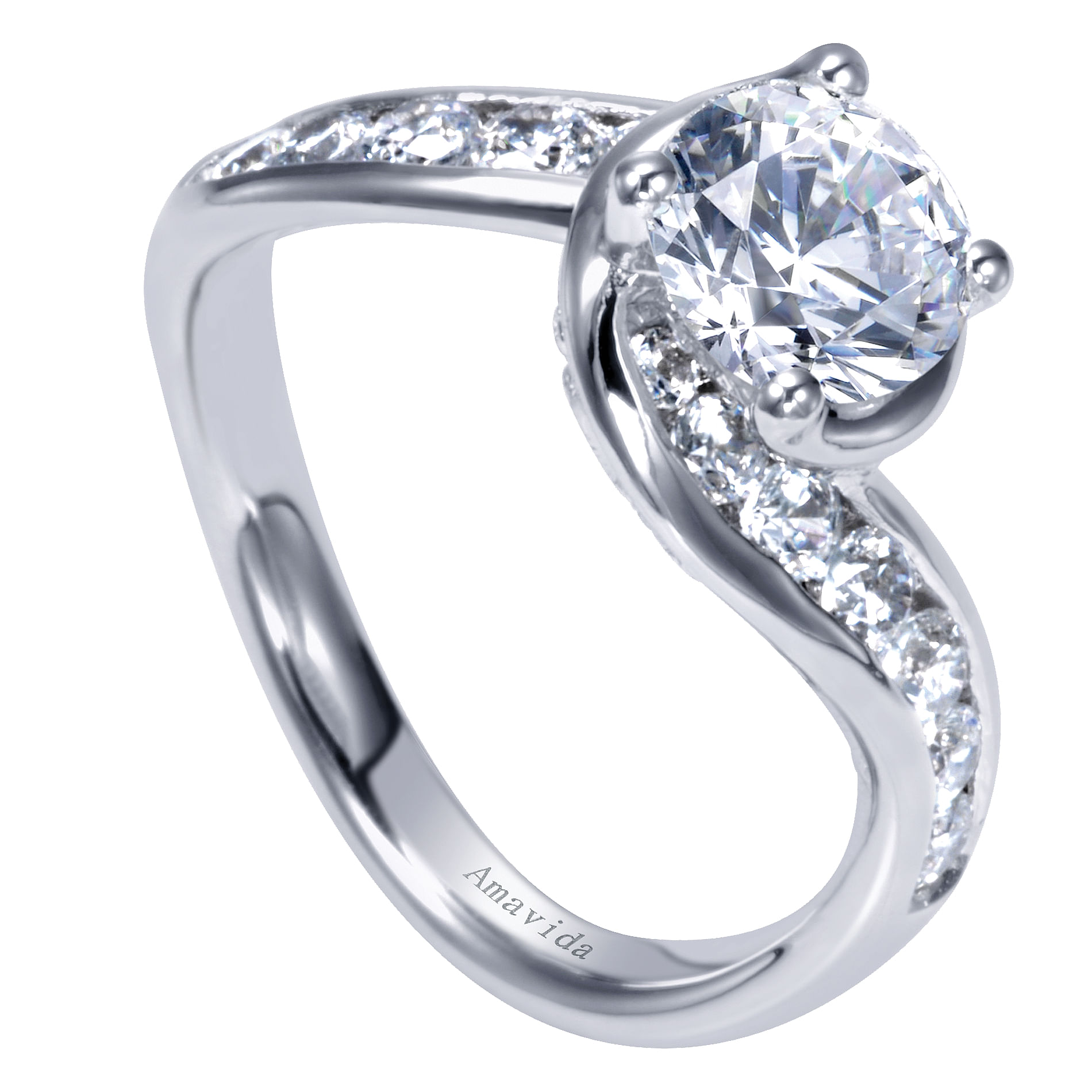 18k White Gold Diamond Bypass Engagement Ring angle 3 18k White Gold Diamond Bypass Engagement Ring angle 3