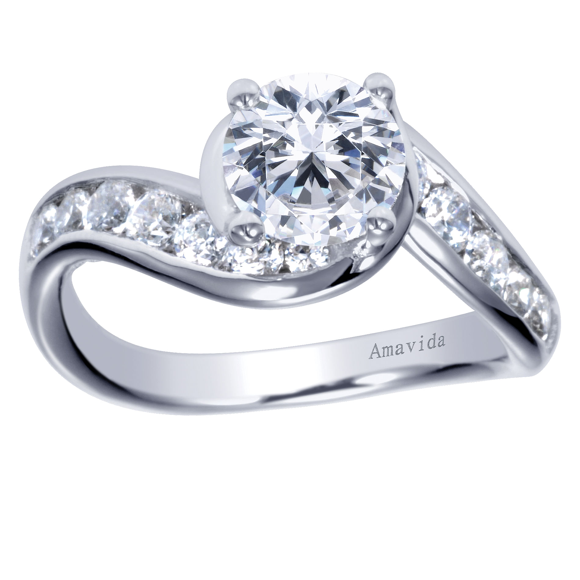 18k White Gold Diamond Bypass Engagement Ring angle 5 18k White Gold Diamond Bypass Engagement Ring angle 5