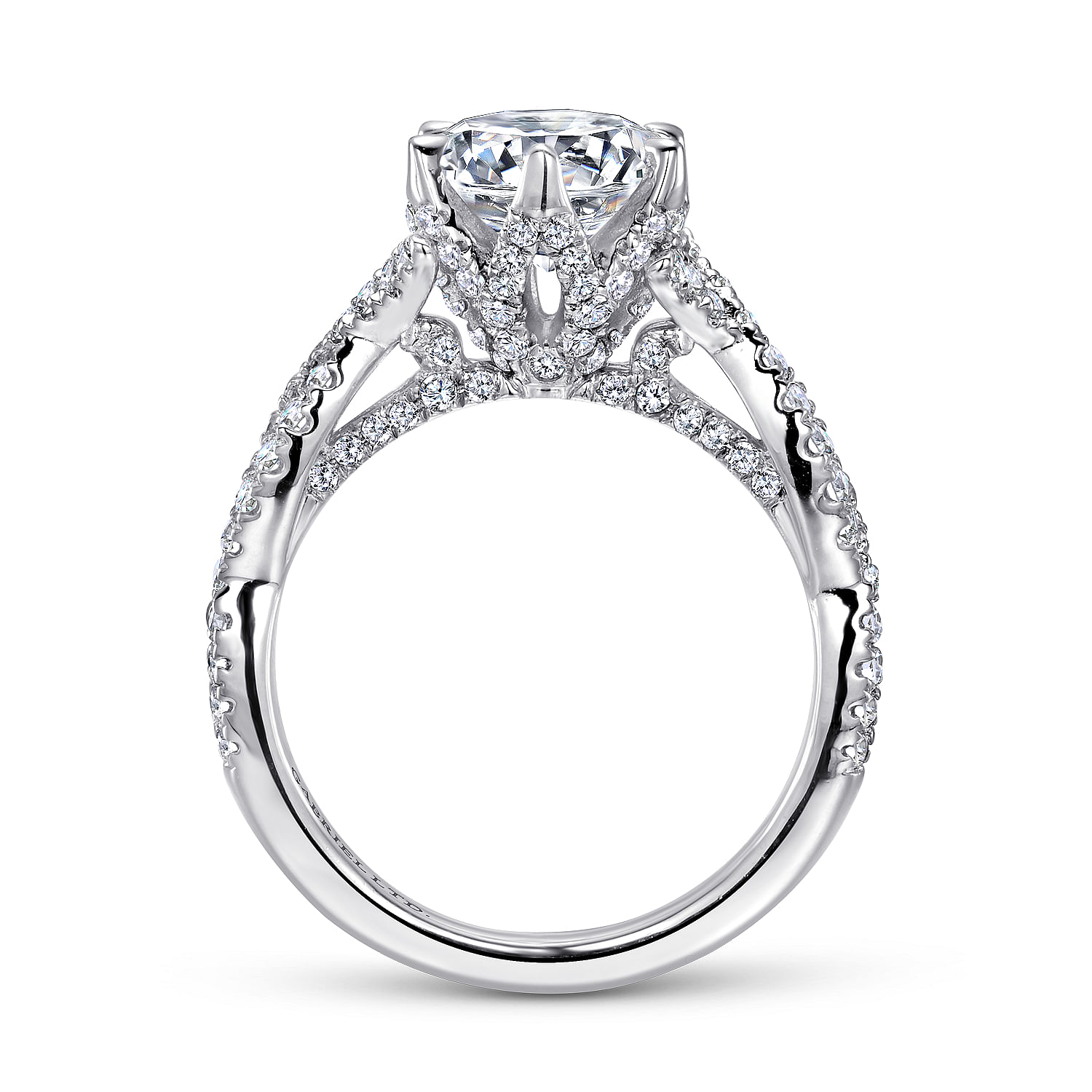 18k White Gold Diamond Criss Cross Engagement Ring angle 2 18k White Gold Diamond Criss Cross Engagement Ring angle 2