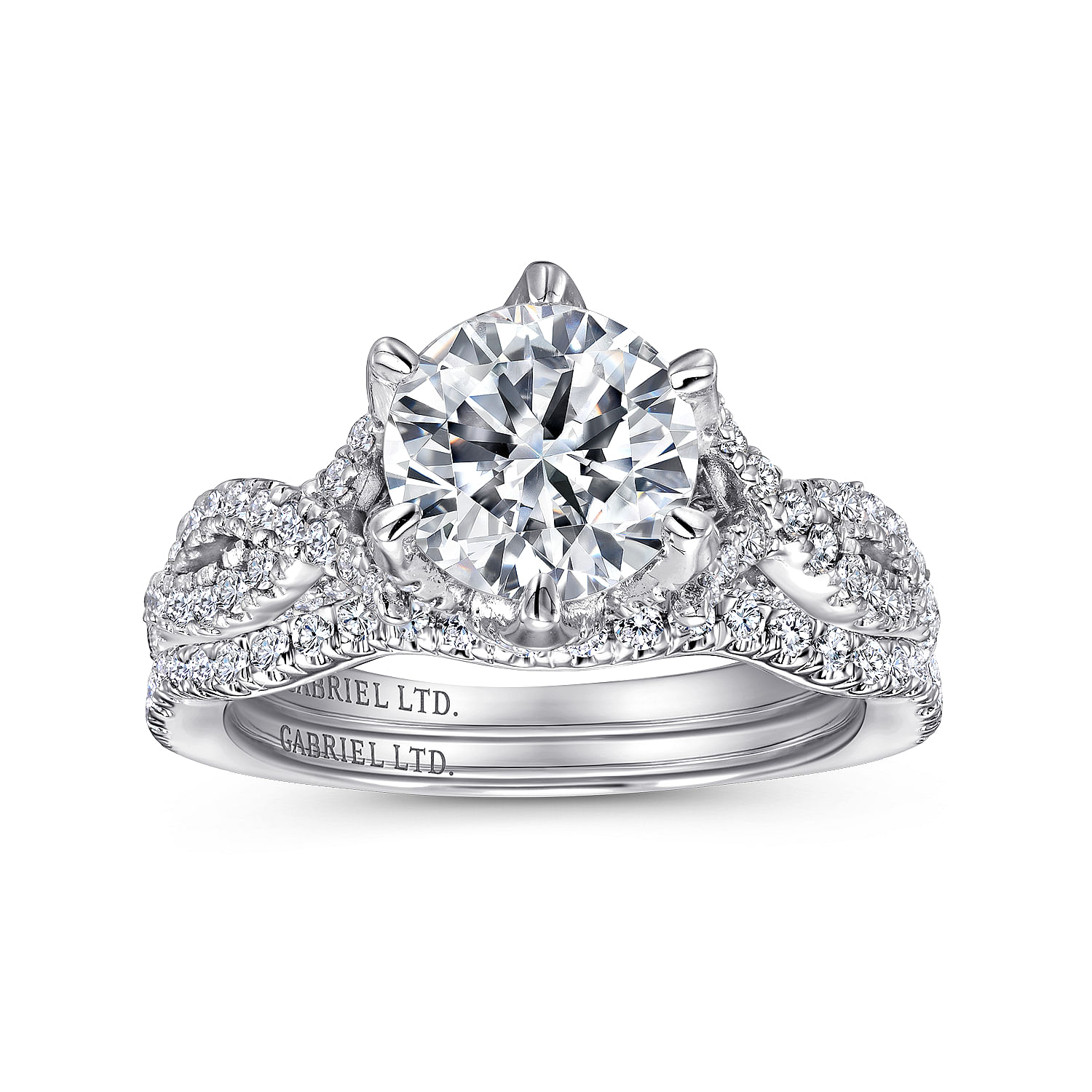 18k White Gold Diamond Criss Cross Engagement Ring angle 4 18k White Gold Diamond Criss Cross Engagement Ring angle 4