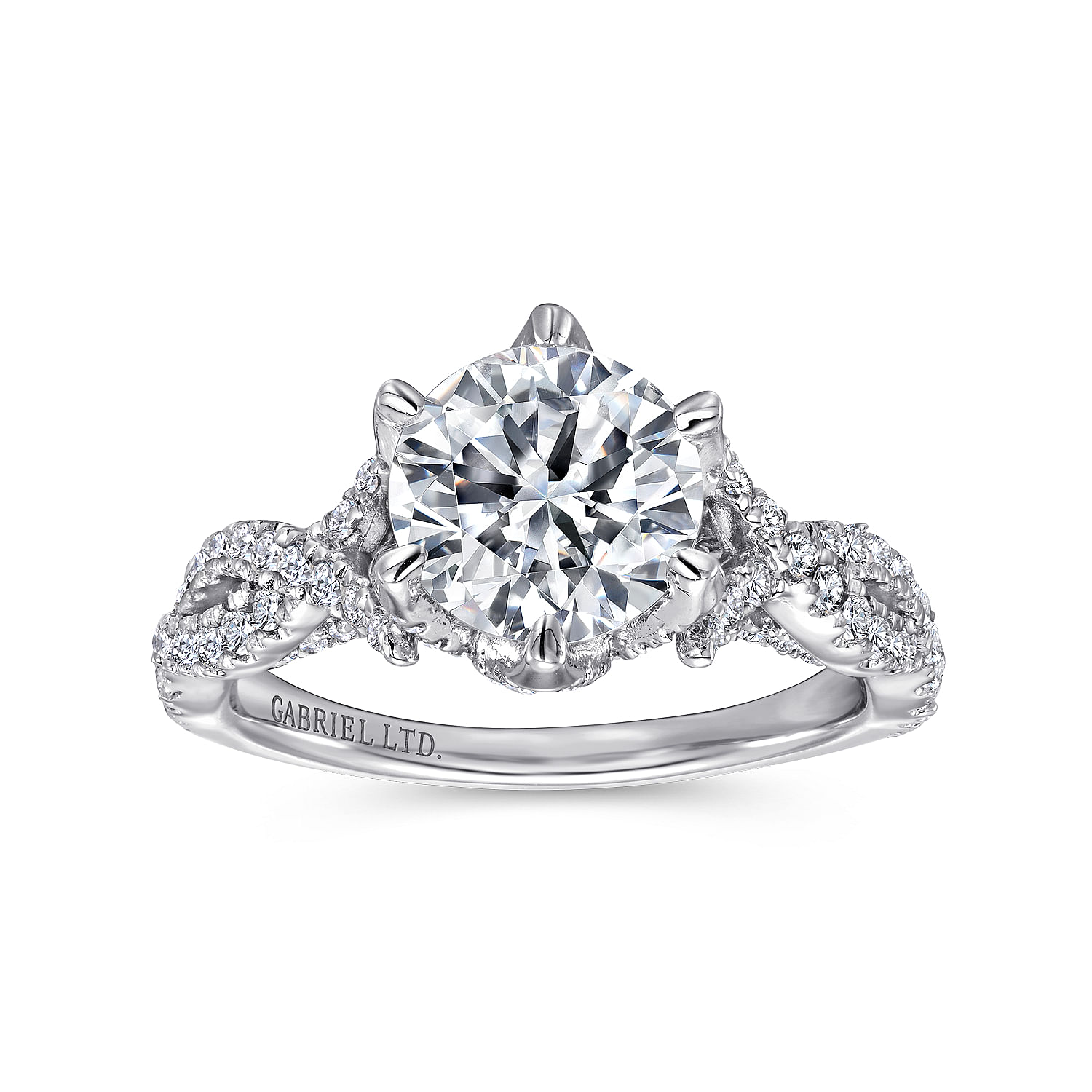 18k White Gold Diamond Criss Cross Engagement Ring angle 5 18k White Gold Diamond Criss Cross Engagement Ring angle 5