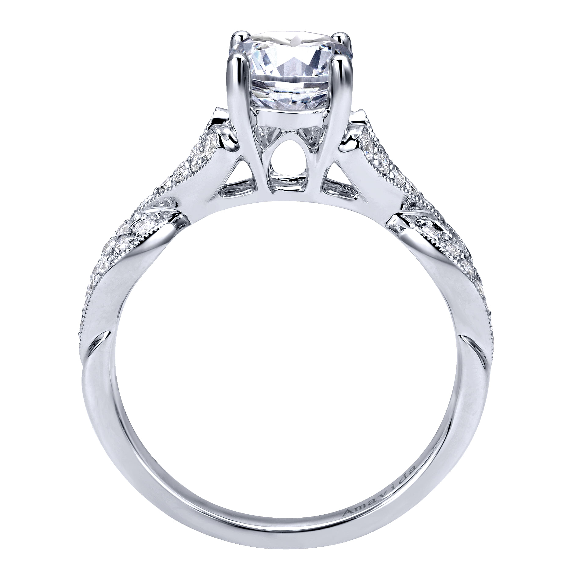 18k White Gold Diamond Criss Cross Engagement Ring angle 2 18k White Gold Diamond Criss Cross Engagement Ring angle 2