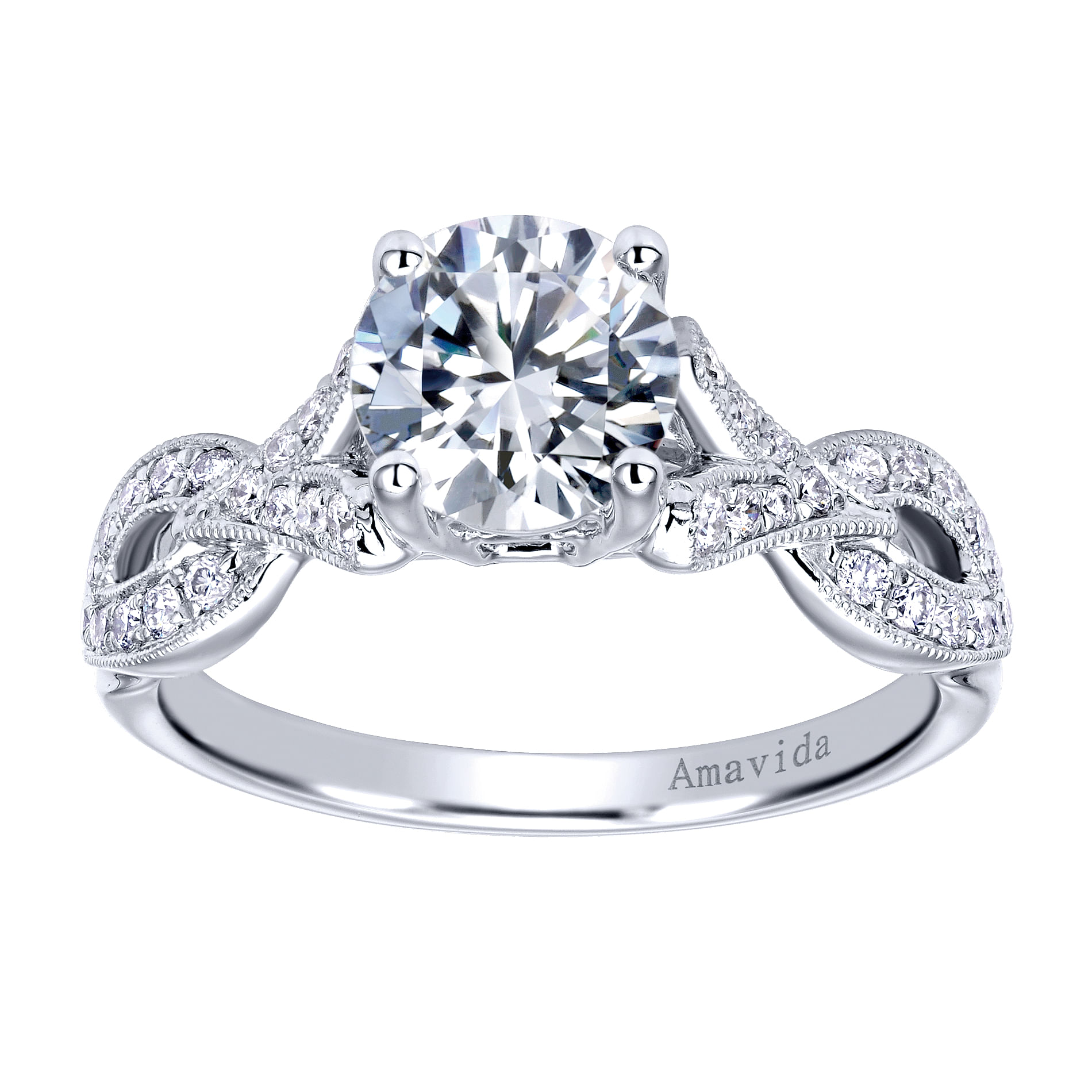 18k White Gold Diamond Criss Cross Engagement Ring angle 5 18k White Gold Diamond Criss Cross Engagement Ring angle 5