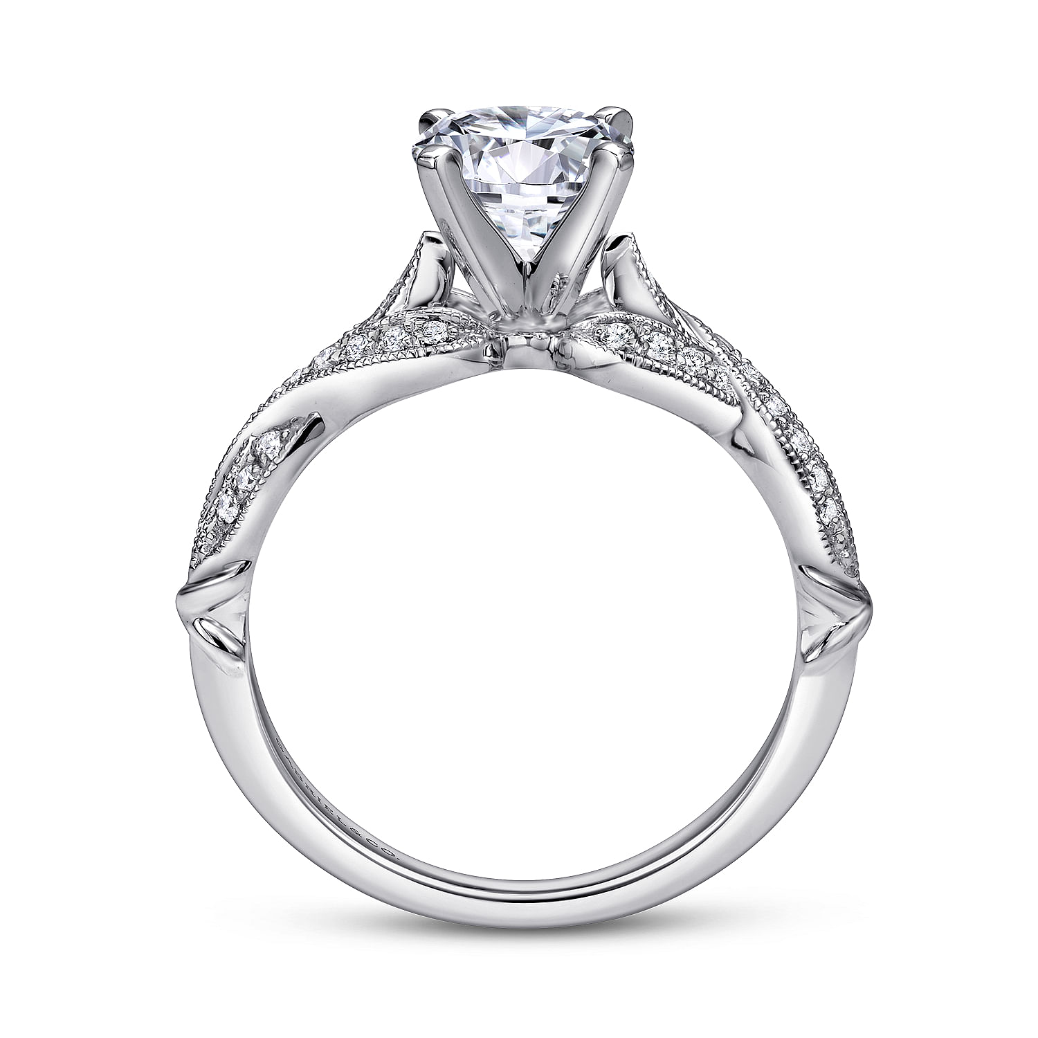 18k White Gold Diamond Criss Cross Engagement Ring angle 2 18k White Gold Diamond Criss Cross Engagement Ring angle 2