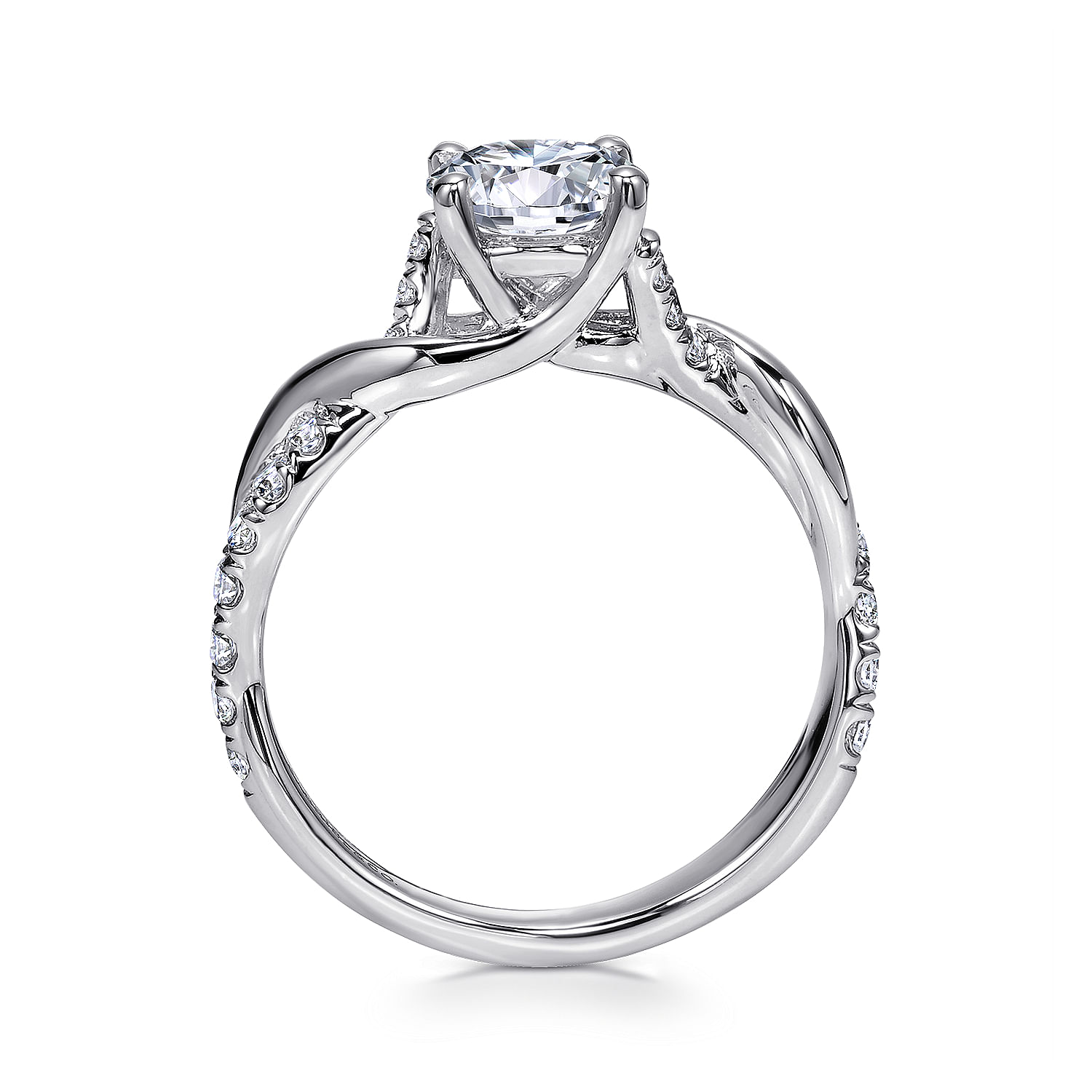18k White Gold Diamond Criss Cross Engagement Ring angle 2 18k White Gold Diamond Criss Cross Engagement Ring angle 2