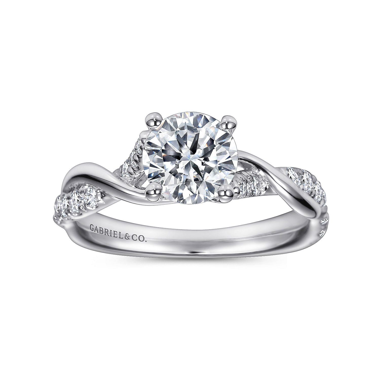 18k White Gold Diamond Criss Cross Engagement Ring angle 5 18k White Gold Diamond Criss Cross Engagement Ring angle 5