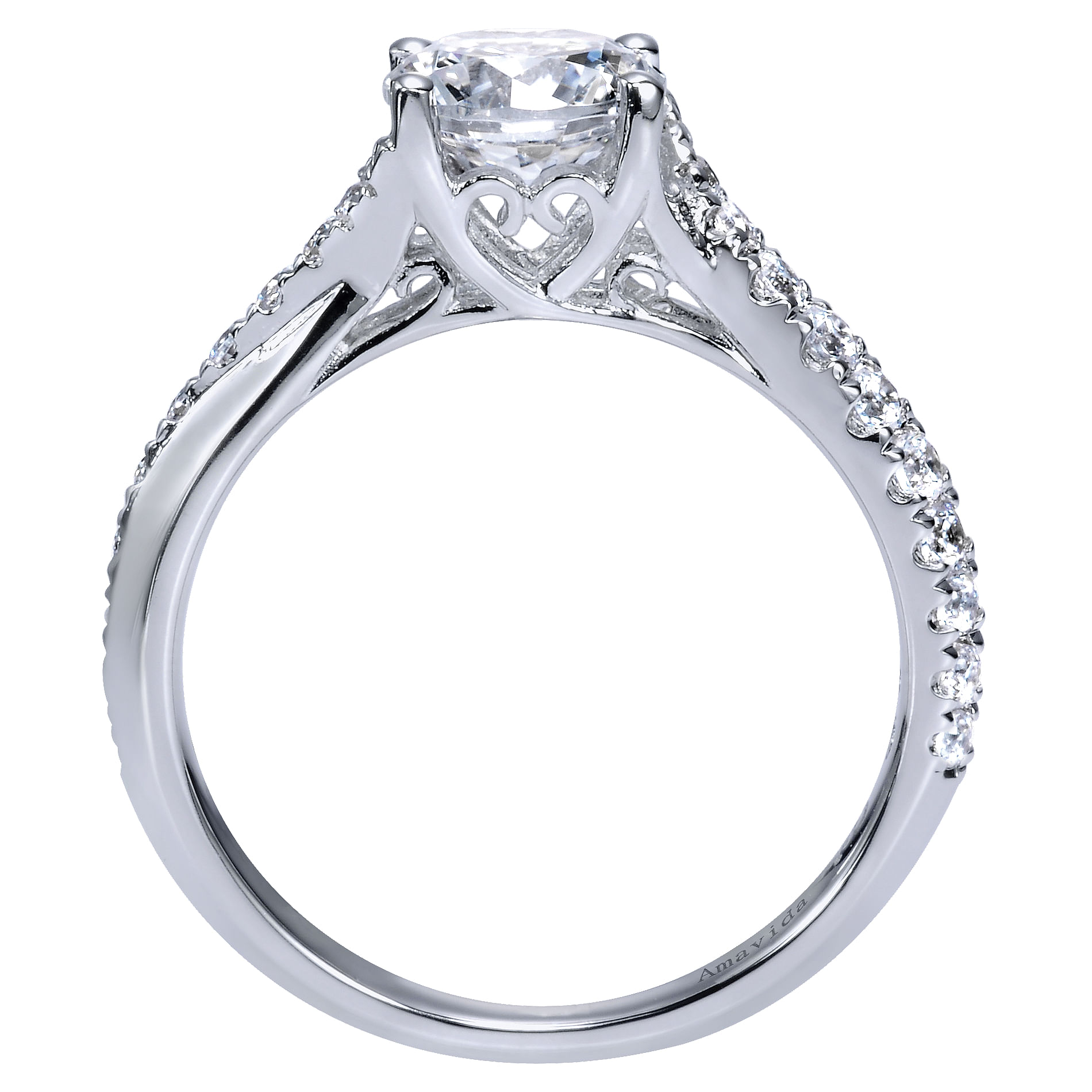 18k White Gold Diamond Criss Cross Engagement Ring angle 2 18k White Gold Diamond Criss Cross Engagement Ring angle 2