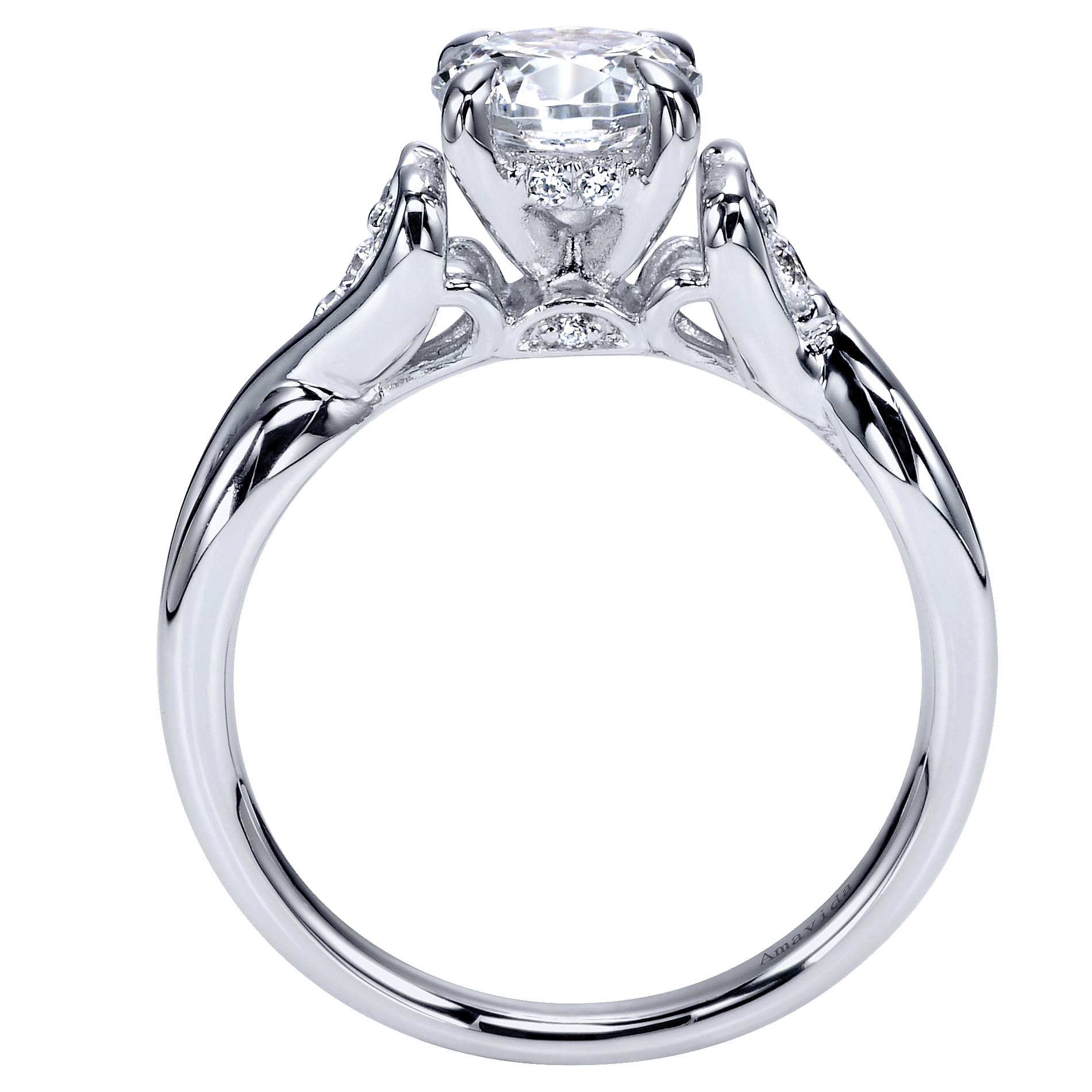 18k White Gold Diamond Criss Cross Engagement Ring angle 2 18k White Gold Diamond Criss Cross Engagement Ring angle 2