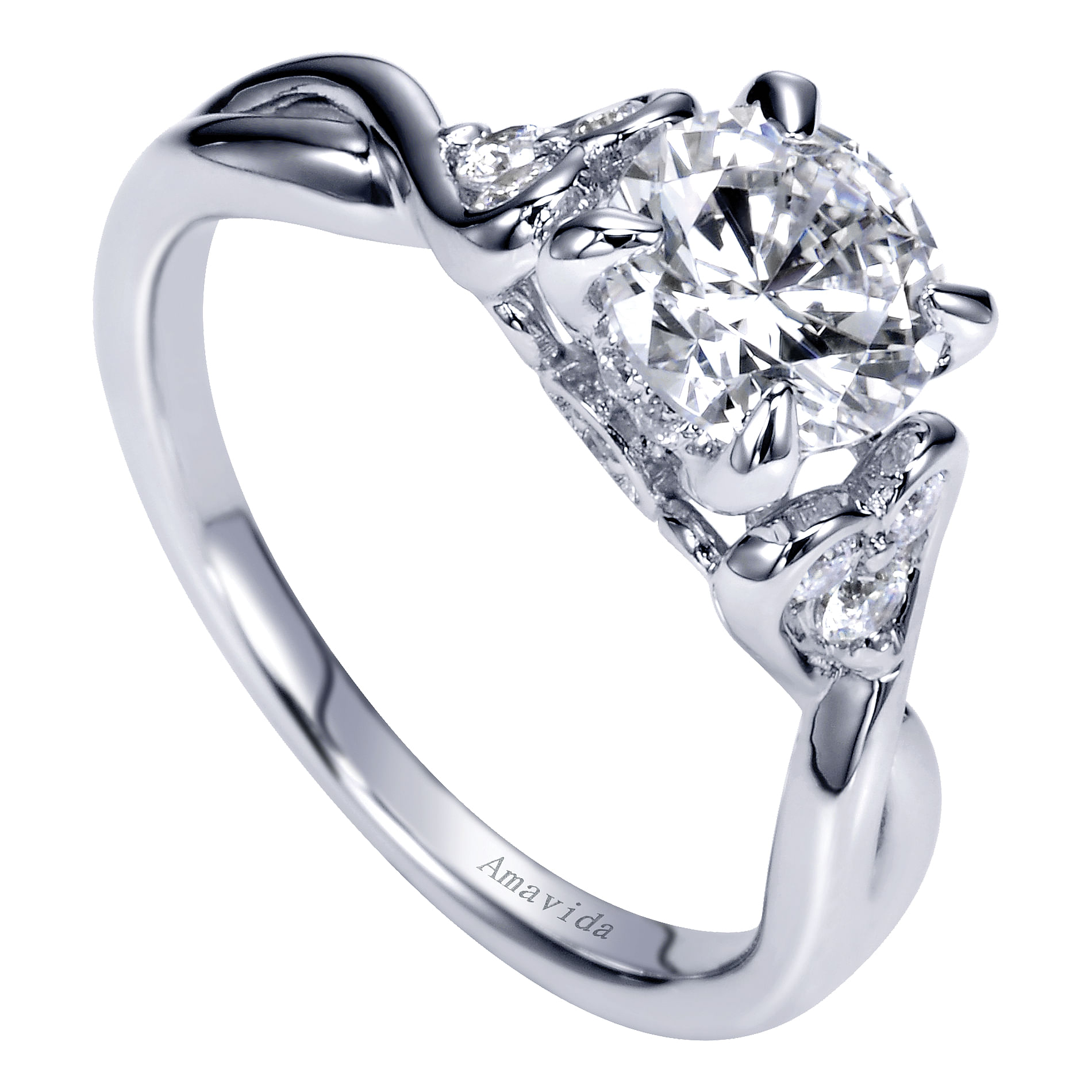 18k White Gold Diamond Criss Cross Engagement Ring angle 3 18k White Gold Diamond Criss Cross Engagement Ring angle 3