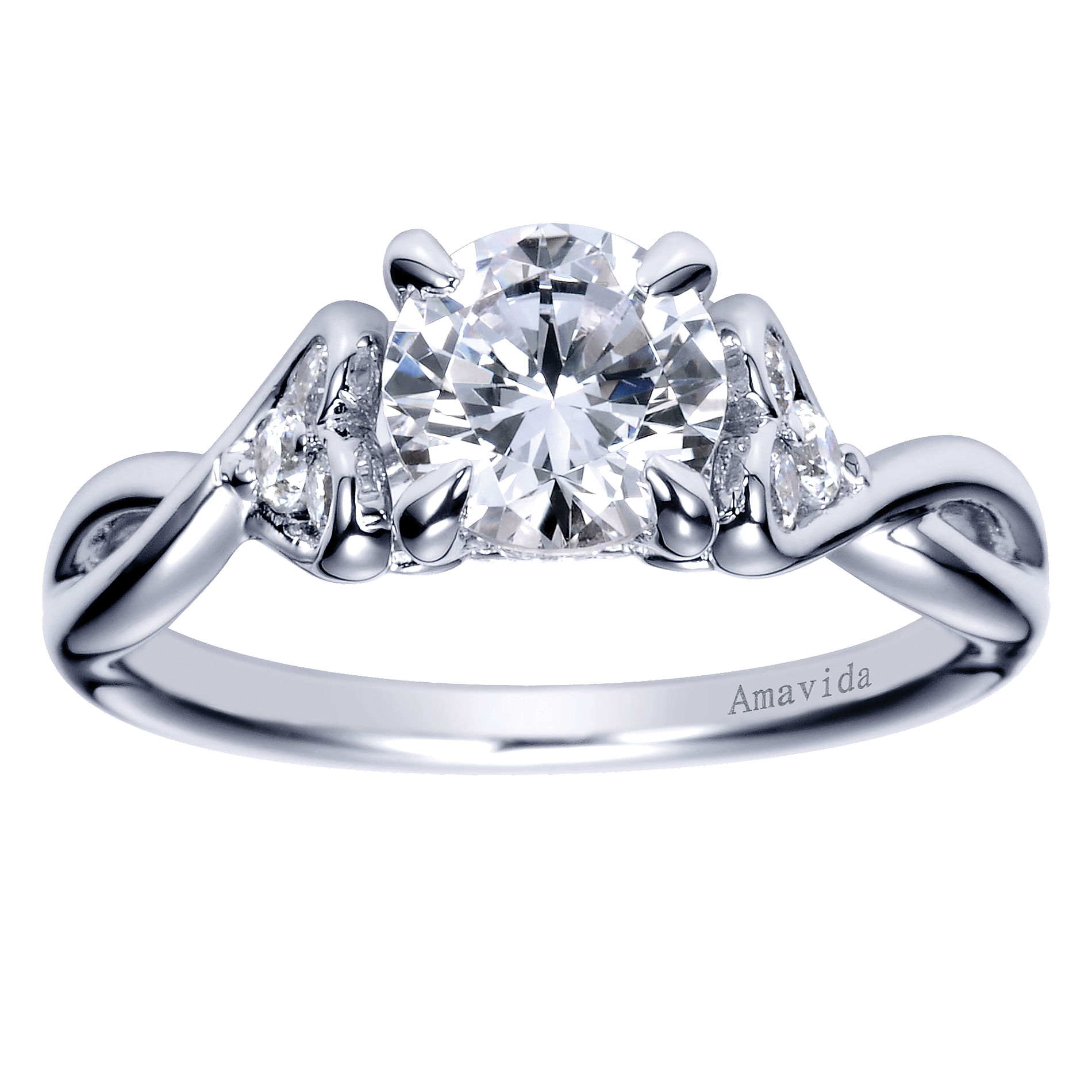 18k White Gold Diamond Criss Cross Engagement Ring angle 5 18k White Gold Diamond Criss Cross Engagement Ring angle 5