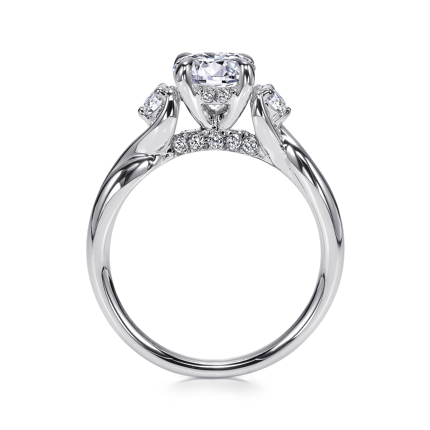 18k White Gold Diamond Criss Cross Engagement Ring angle 2 18k White Gold Diamond Criss Cross Engagement Ring angle 2