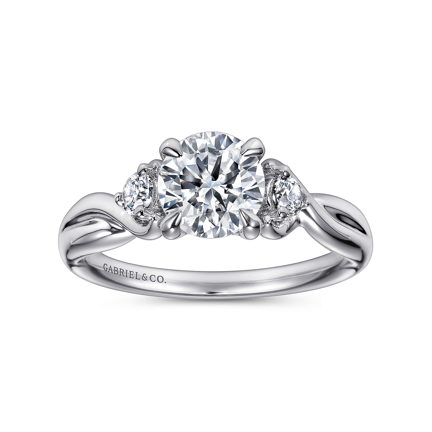 18k White Gold Diamond Criss Cross Engagement Ring angle 5 18k White Gold Diamond Criss Cross Engagement Ring angle 5