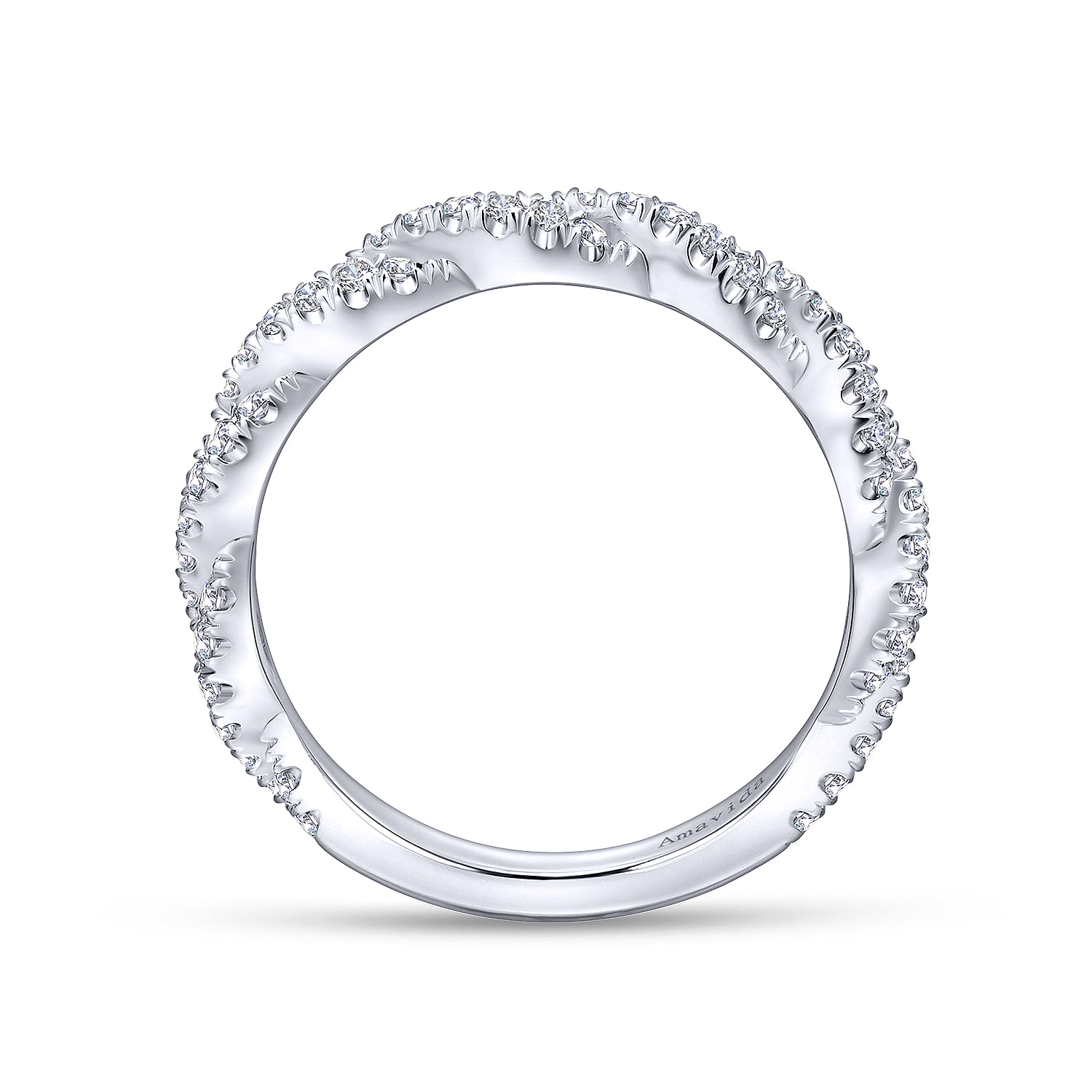 18k White Gold Diamond Criss Cross Wedding Band angle 2 18k White Gold Diamond Criss Cross Wedding Band angle 2