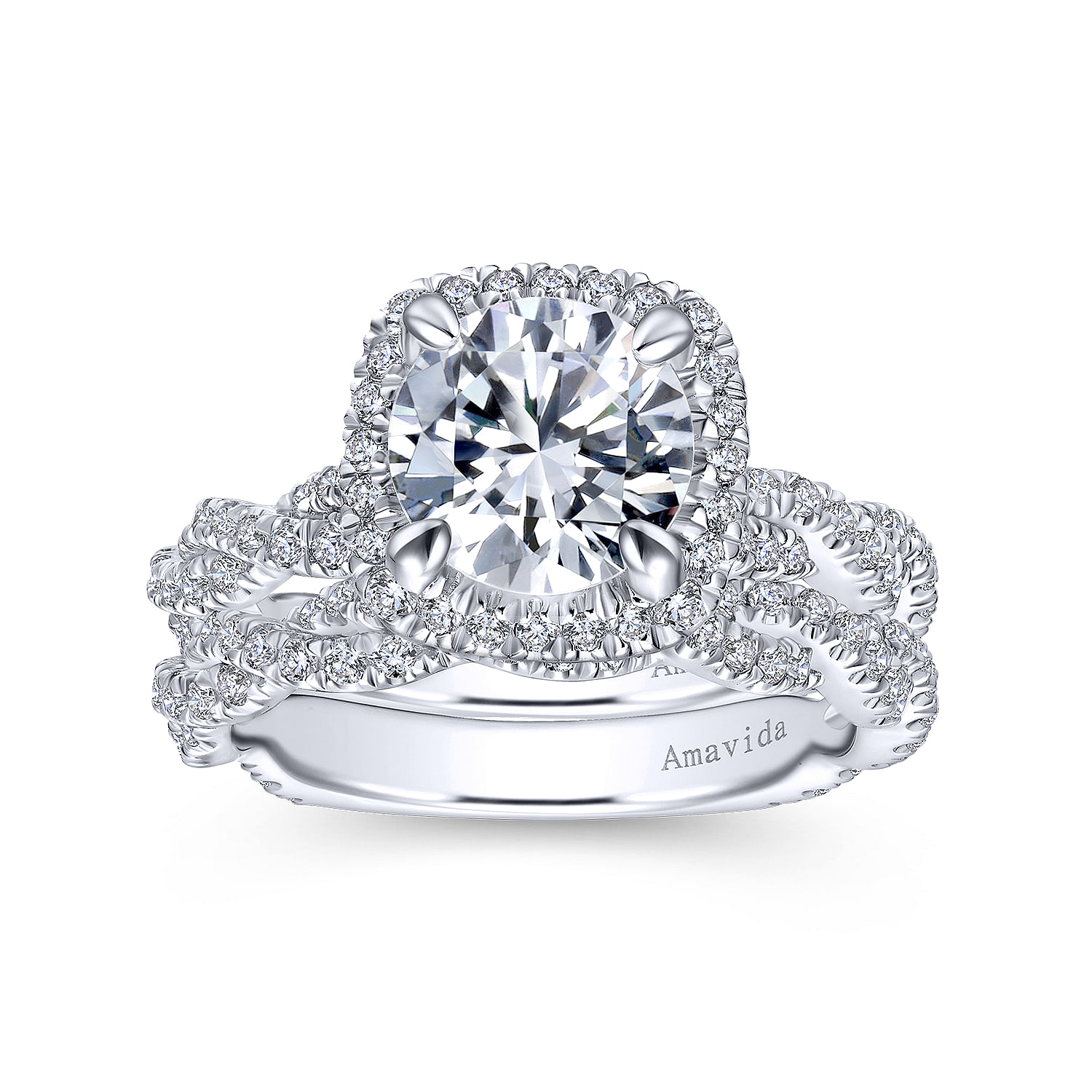 18k White Gold Diamond Criss Cross Wedding Band angle 4 18k White Gold Diamond Criss Cross Wedding Band angle 4